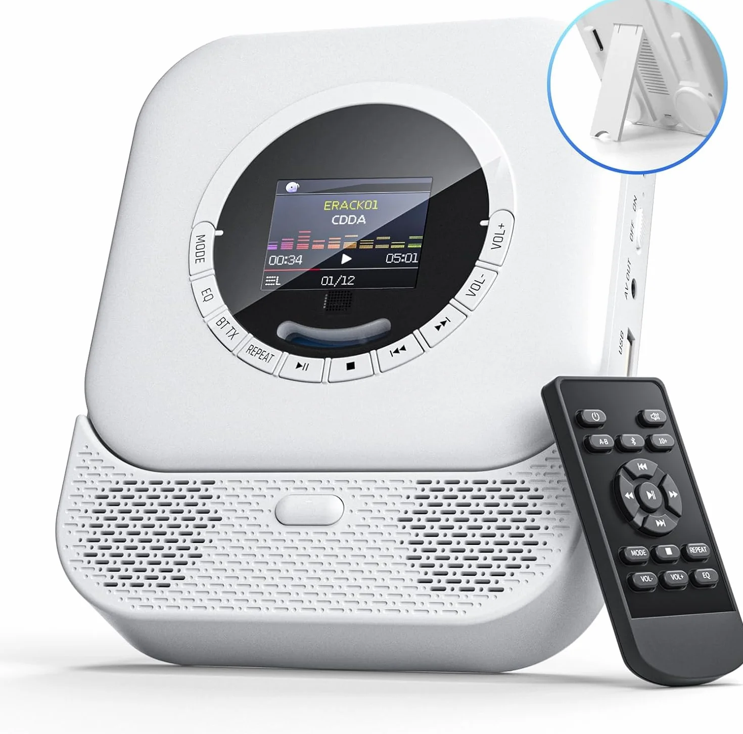 Arafuna Lettore CD Portatile Bluetooth con Altoparlanti HiFi, Radio, Display LED (Bianco)