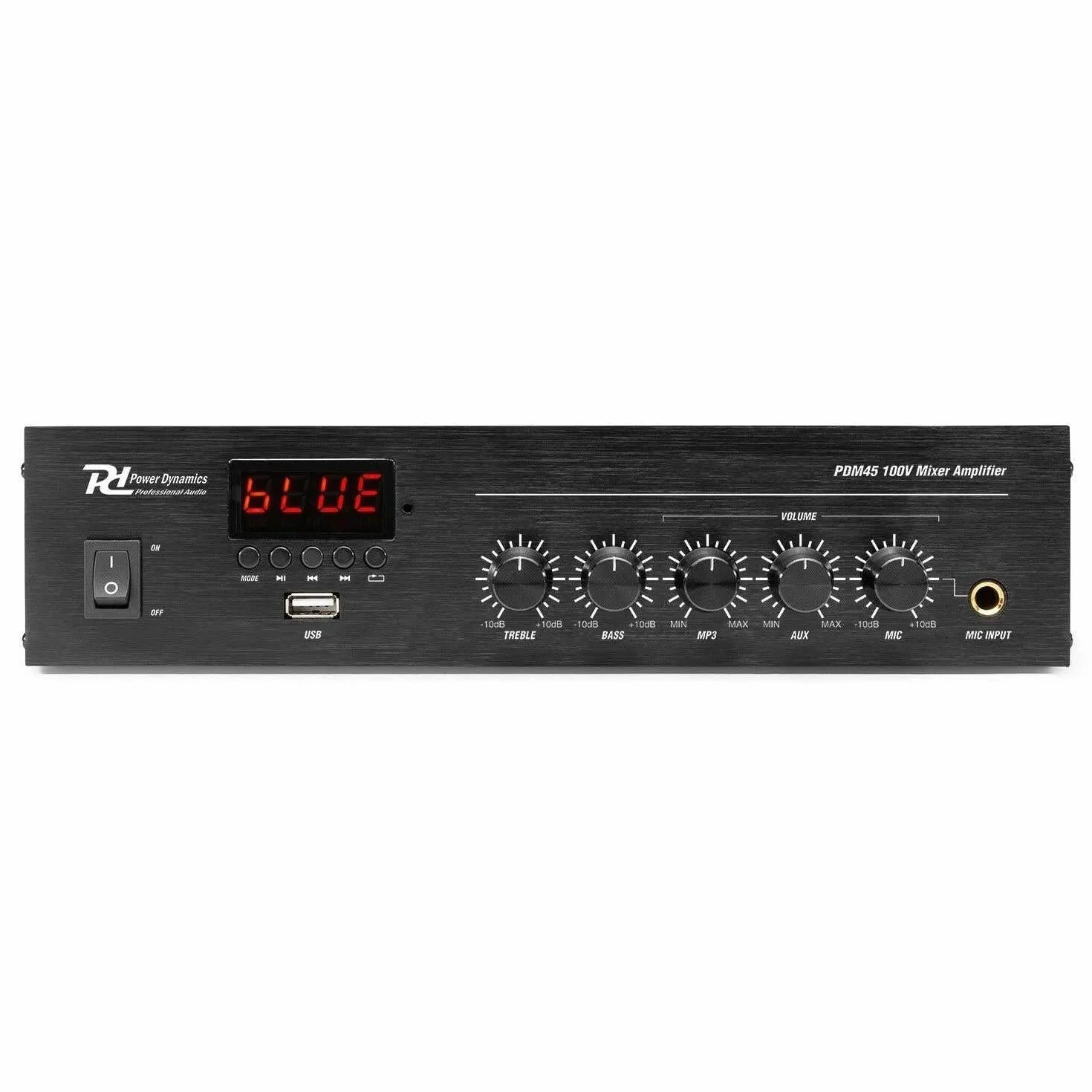 Power Dynamics PDM45 100V versterker 45W met Bluetooth, mp3 speler en radio