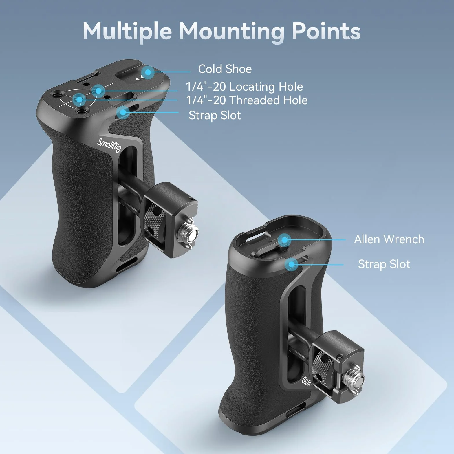SMALLRIG Side Handle with Two-in-One Locating Screw (Sia 1/4'' che 3/8''), Punto di Montaggio Estensibile, Impugnatura Ergonomica per Sony Alpha 7 V - 4346