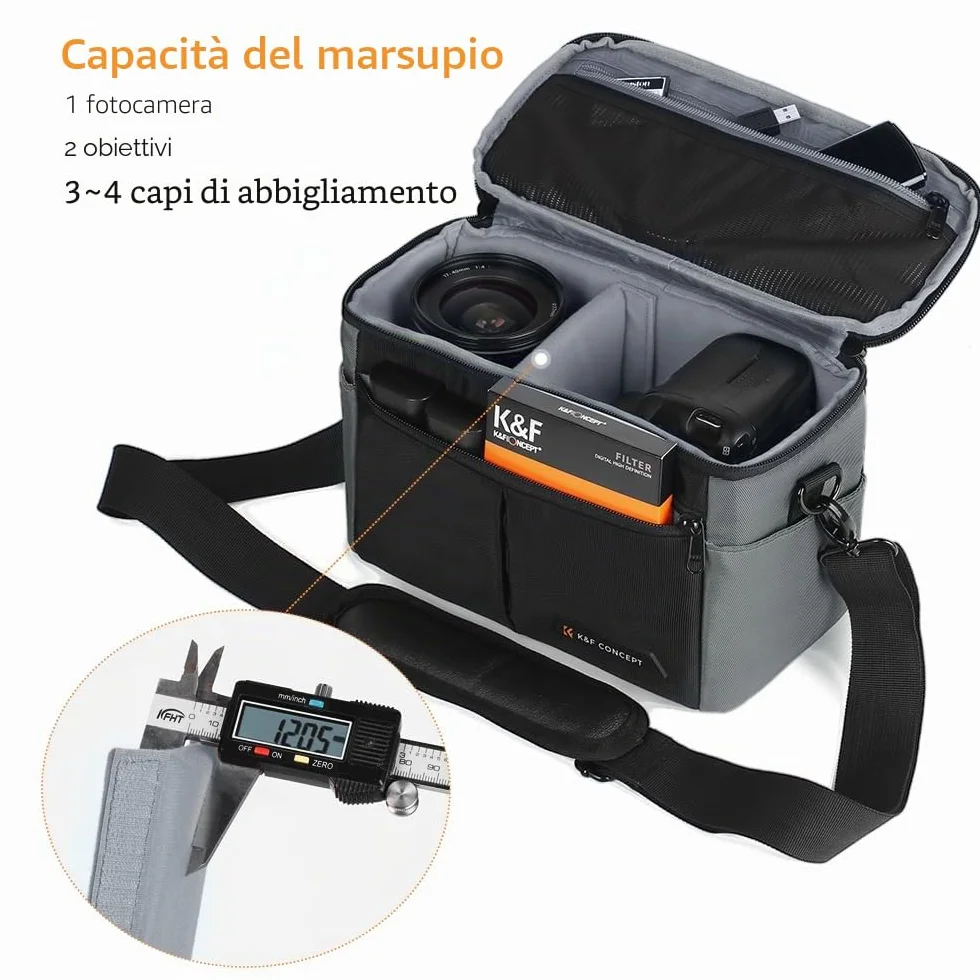 K&F CONCEPT Zaino per Fotocamera Professonale, 32L Borsa Fotocamera Fotografia Multifunzionale Zaino Fotocamera Impermeabile Resistente, Scomparto per Laptop da 15.6 Pollici (Inclusa Borsa Tracolla)