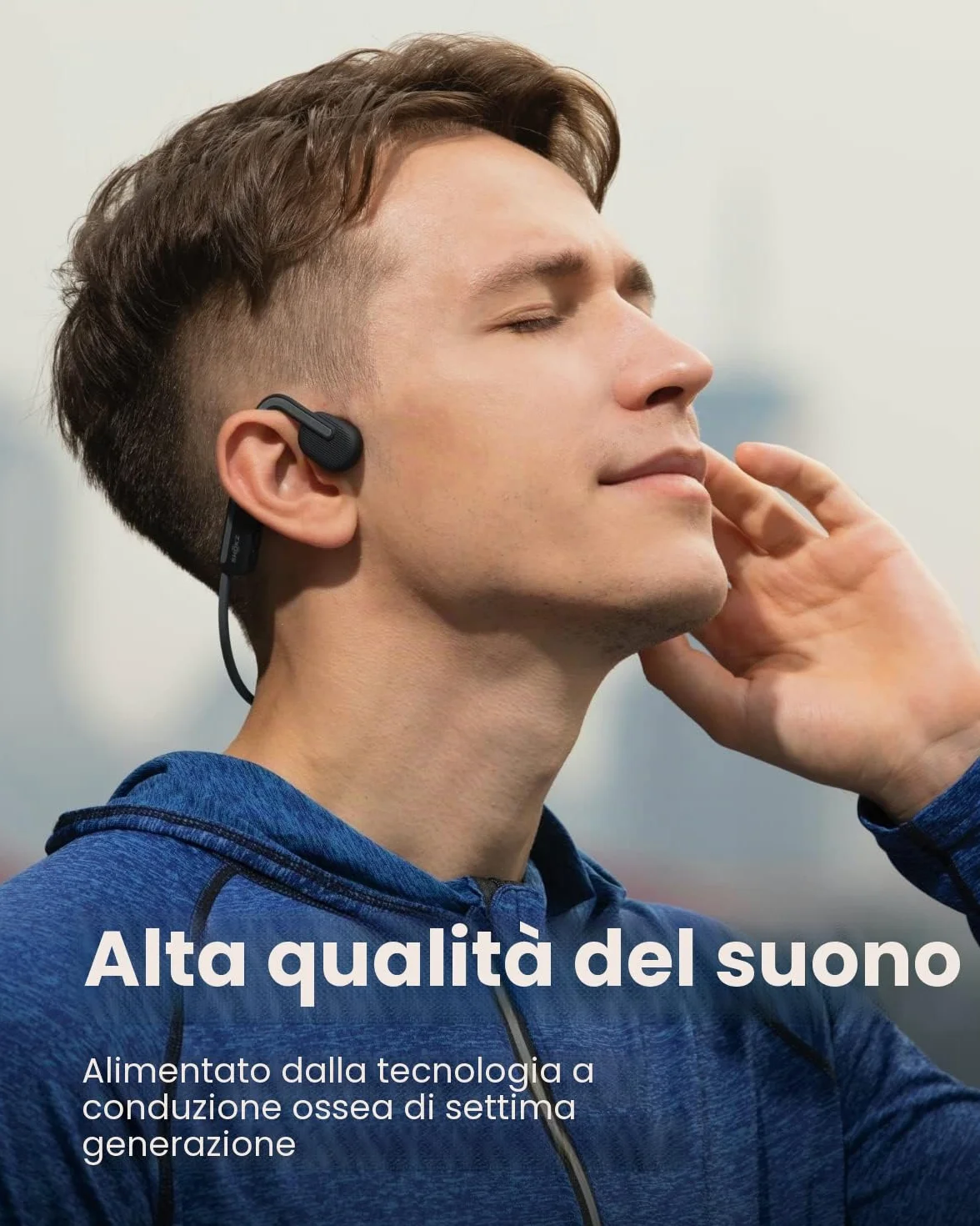 SHOKZ OpenMove cuffie a conduzione ossea Bluetooth 5.1, audio open-ear chiaro, fino a 6 ore autonomia, leggere 29g, IP55 resistenti a acqua e sudore, ideali per corsa, sport e uso quotidiano, Grigio