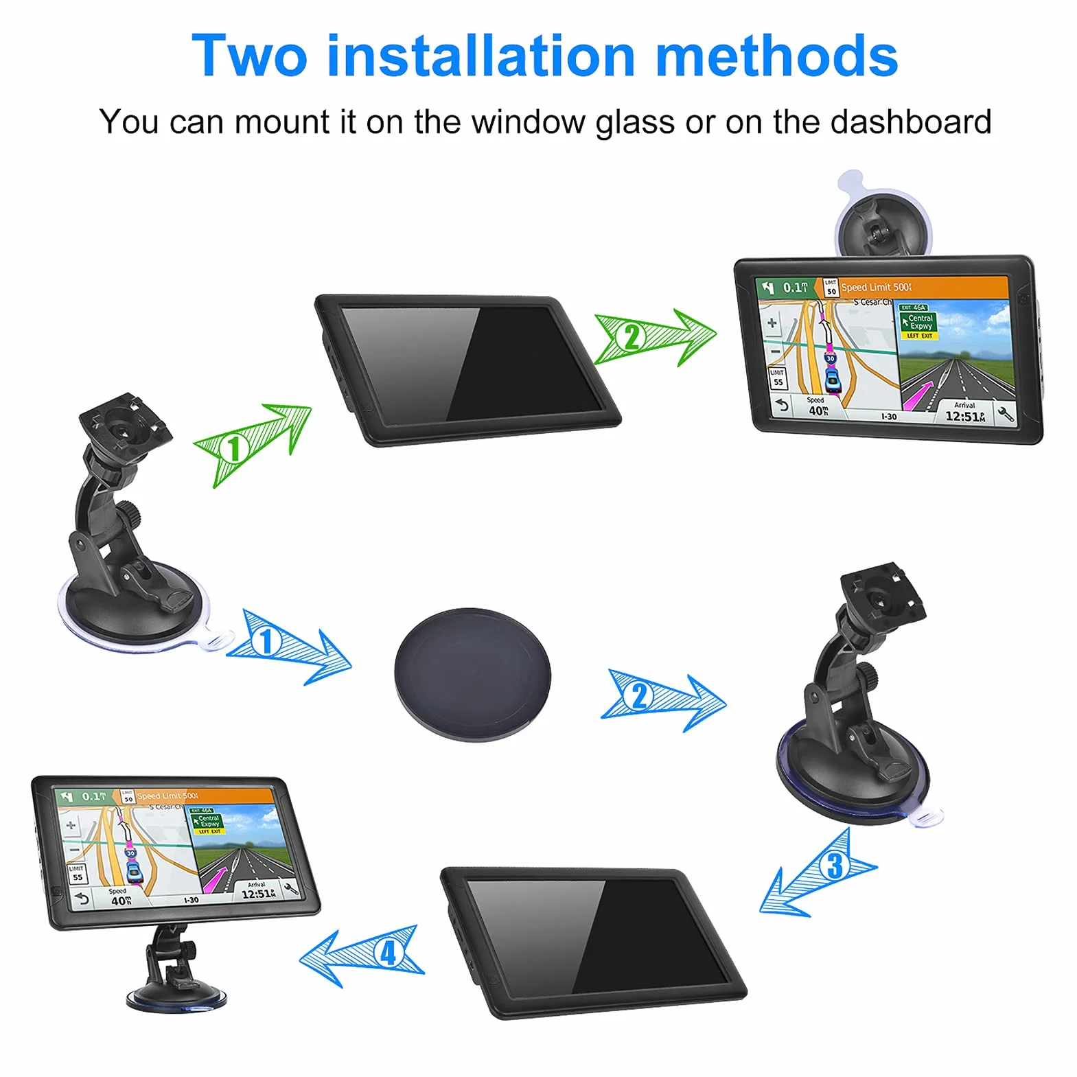 Shanrya Navigazione GPS touch screen, mappa America Navigazione GPS per auto Guida vocale da 9 pollici Memoria da 8 GB per camion