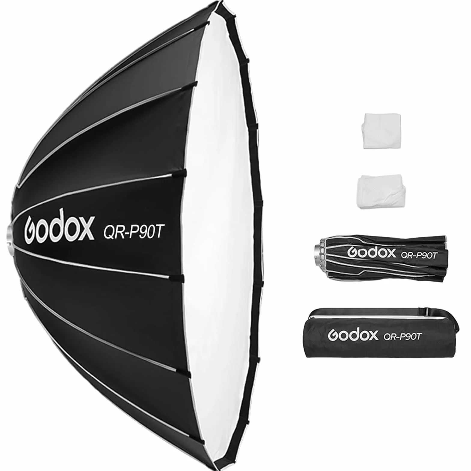 Godox QR-P90T Softbox parabolico a sgancio rapido da 90 cm/35,4 pollici Softbox professionale pieghevole con supporto Bowen standard e diffusori per studio fotografico Ritratto Streaming live