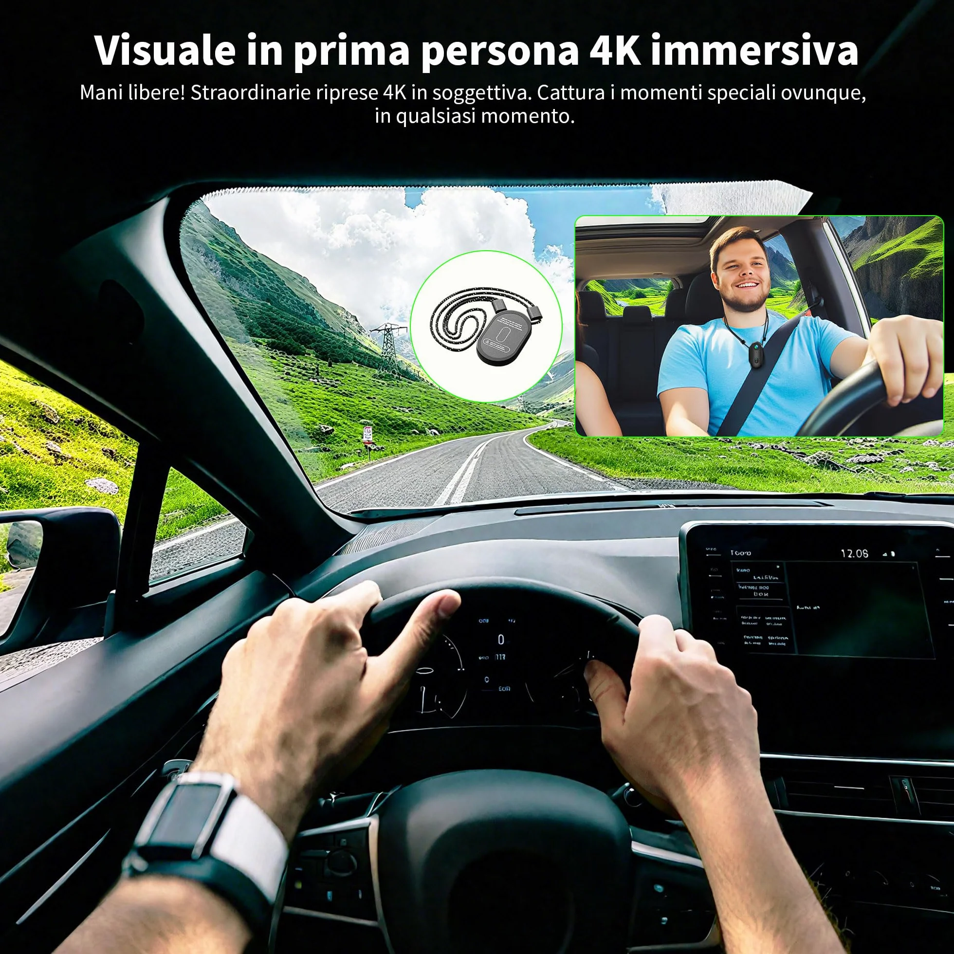 4K Mini Action Cam WiFi, Telecamera Moto, Grandangolare 120° Bodycam, Videocamera Sportiva Impermeabile fino a 30M, Fotocamera Accesorios Multiples per Bicicletta Casco