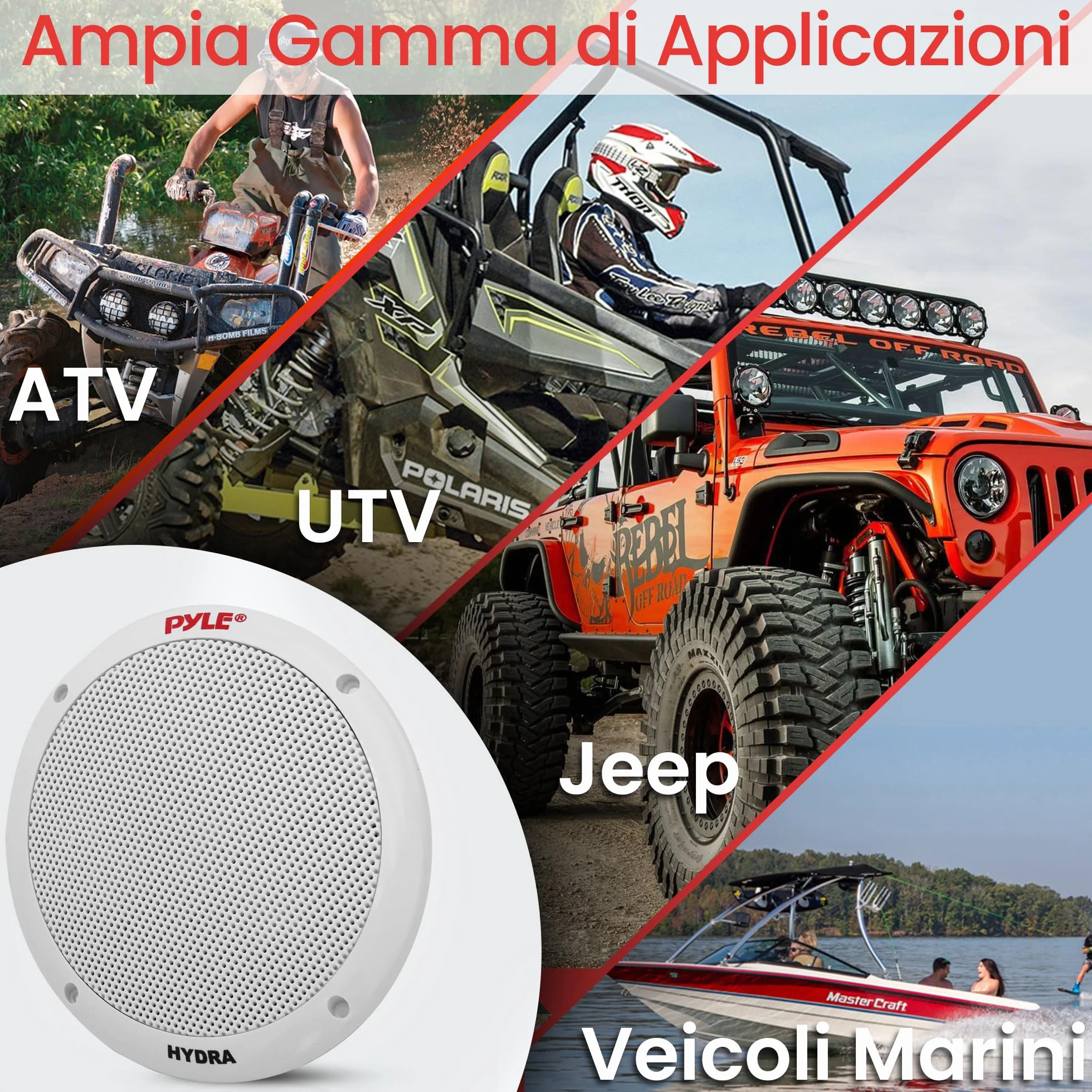 Pyle Altoparlanti Marini 16,5 cm 2 Vie, Casse Audio Impermeabili Resistenti alle Intemperie, Sistema Stereo Esterno 400 Watt, Casse Cono in Polipropilene e Gomma Butilica, Speaker 1 Coppia Bianco
