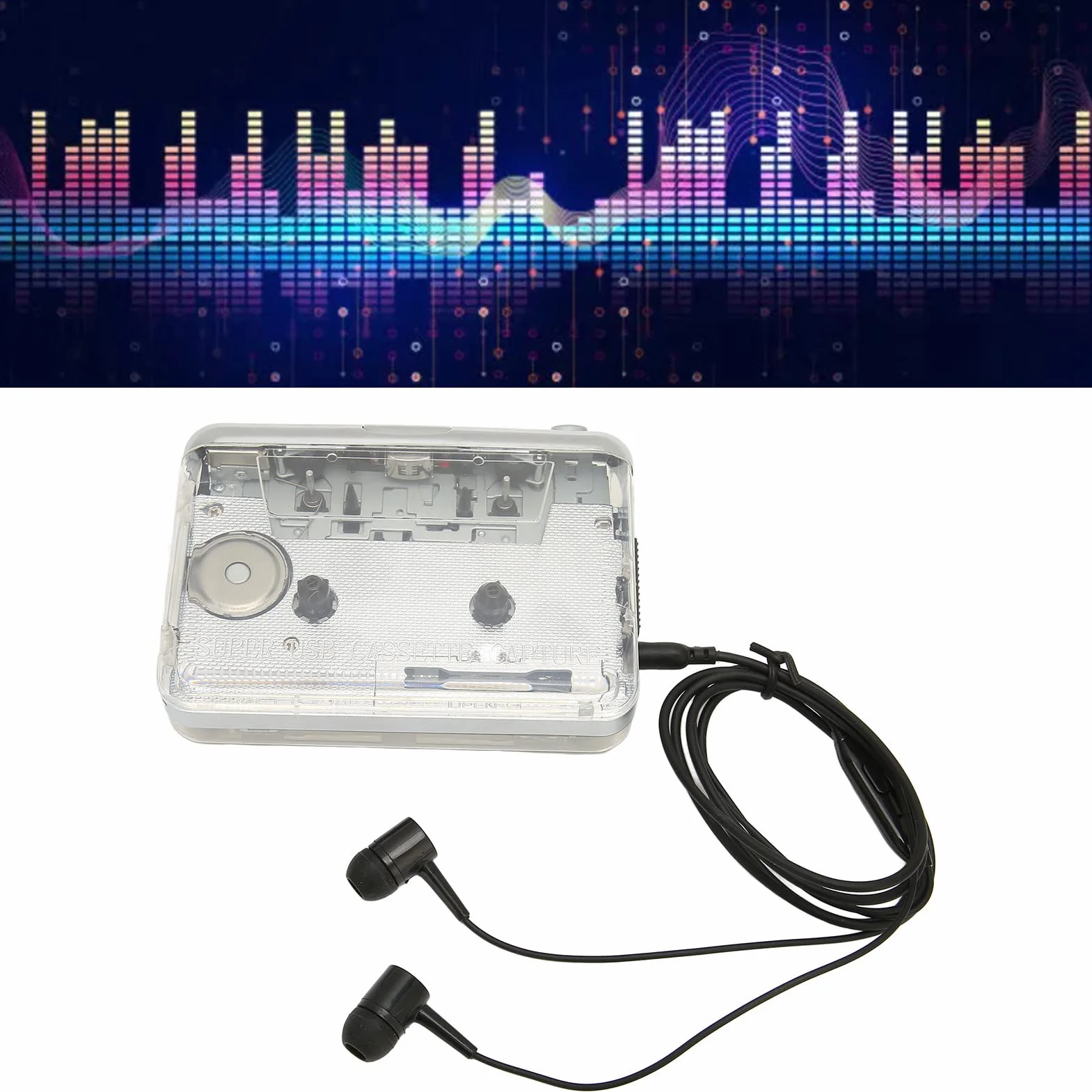 Topiky Lettore di Cassette, Convertitore da Cassetta USB a MP3 Portatile Lettore Musicale da Nastro a Lettore MP3, con Jack per Cuffie da 3,5 Mm, Compatibile per PC OS X