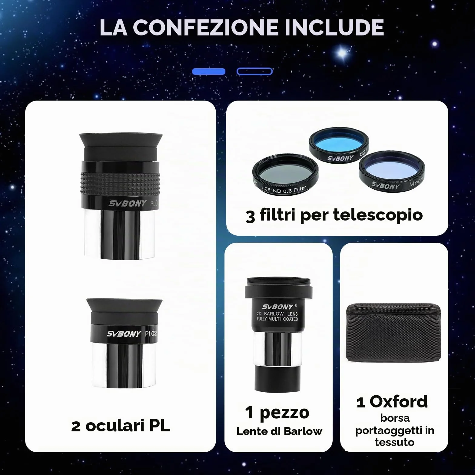 Svbony SV233 Oculare Telescopio Astronomico Kit, Oculare PLOSSL da 6 mm, 17 mm, 2 Lenti di Barlow, Filtro Lunare, Filtro ND4, Filtro Colorato 82A, con Borsa Portatile, per Pianeti Visivi Astronomici