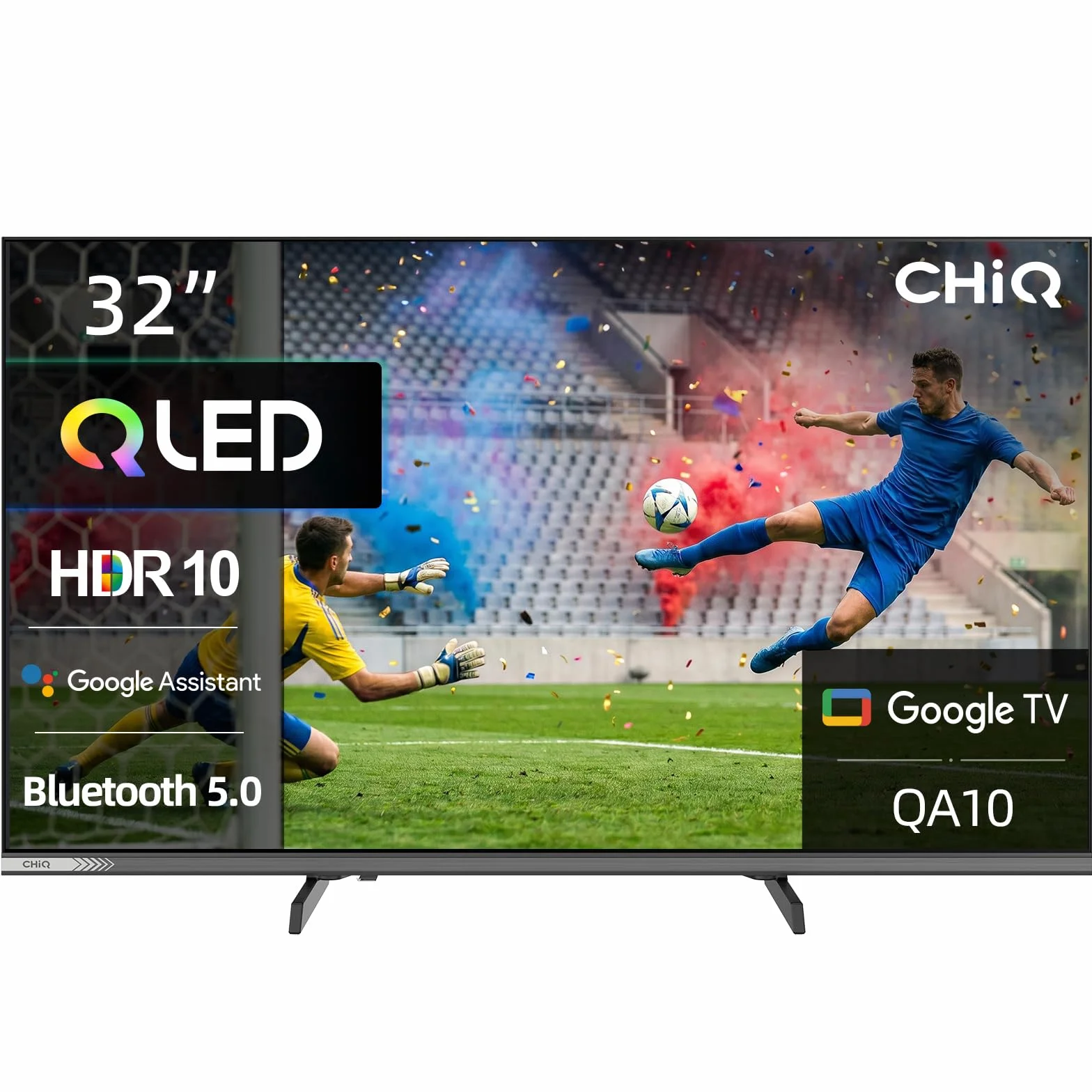 CHiQ 32QA10 32 Pollici QLED Full HD Smart TV HDR10, Dolby Audio, HEVC Main 10, Chromecast Integrato Triplo Tuner (DVB-C/T/T2/S/S2), Nuovo Modello