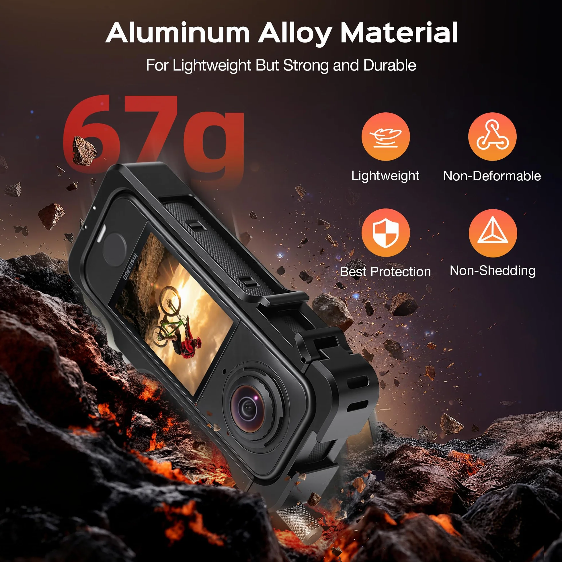 Amazear Gabbia Custodia protettiva in metallo per Insta360 X4 Air Accessori, Insta 360 X4 Air Multifunzione, telaio in alluminio robusto con chiusura rapida