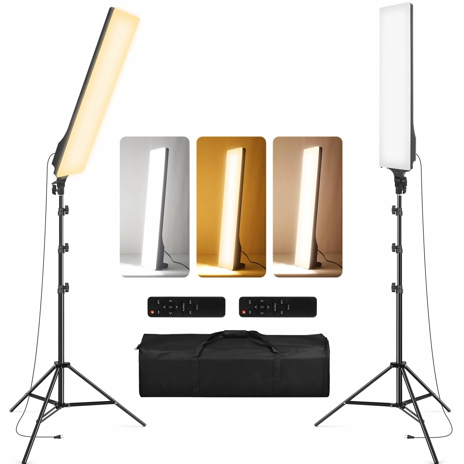 23,6 pollici LED Video Light 2-Pack Full Screen Fotografia Kit di illuminazione 2500-7500K Dimmerabile Photo Studio Luce Streaming Luce con telecomando e 2 m Stand per Filmare YouTube TikTok Video