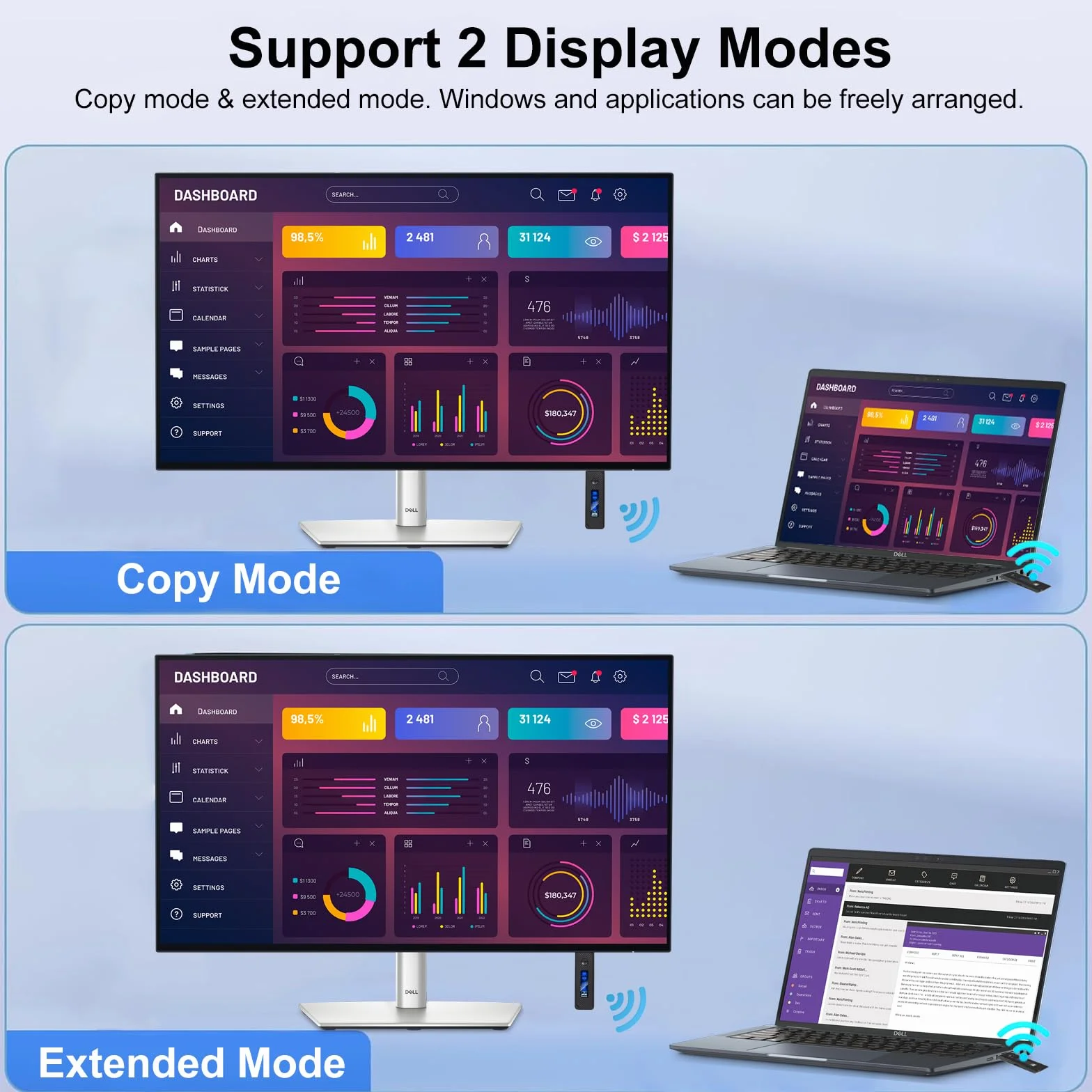 Trasmettitore e ricevitore HDMI wireless, extender HDMI aggiornato 2025 60M, decodifica 4K ingresso 1080P uscita, Plug&Play HDM I wireless portatile per video e audio su monitor da PC/Laptop/TVBox