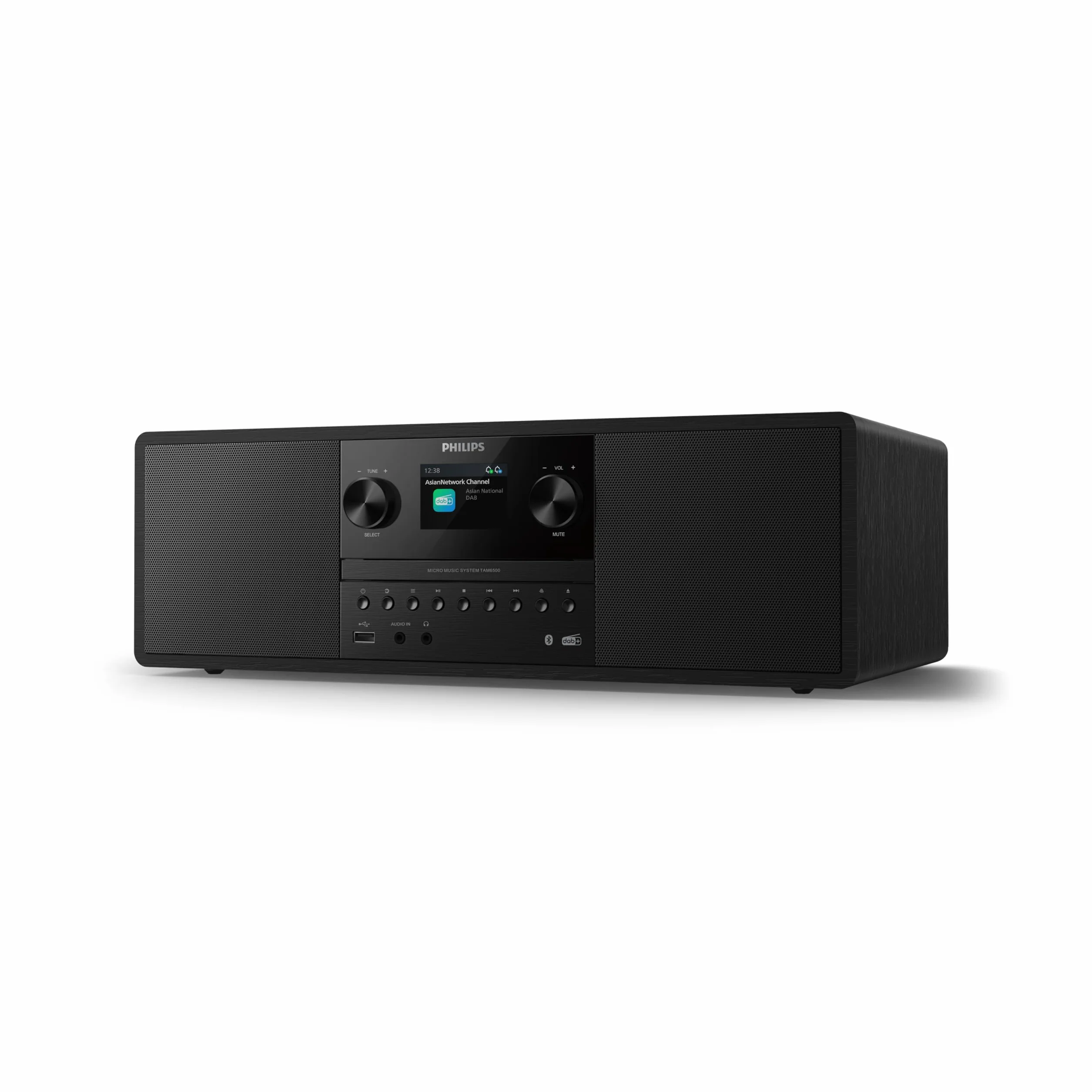 Philips TAM6500/10 Sistema musicale micro 100 Watt Bluetooth 6.0 Auracast Radio DAB+/FM CD USB Ingresso audio Altoparlanti Bass‑Reflex Display a colori Telecomando Plastica riciclata Nero