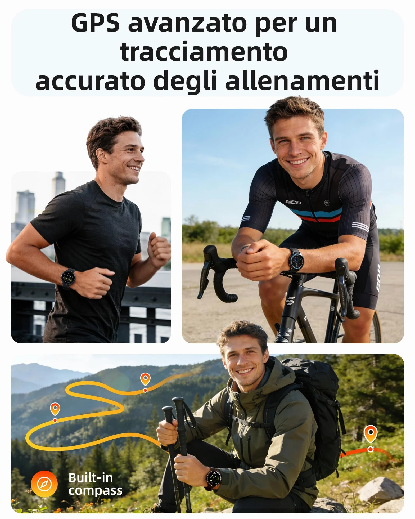 Parsonver Smartwatch GPS Integrato, 5 ATM Impermeabile Orologio da Nuoto per Piscina/Acque Aperte, Orologio Fitness con Display AMOLED, 100+ Sportive, Frequenza Cardiaca,Sonno (Nero, 42 mm)