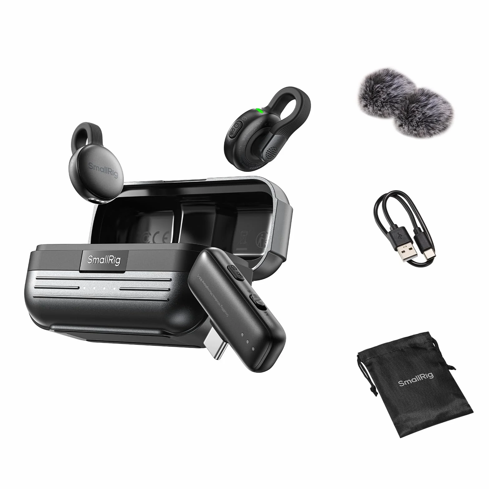 SMALLRIG Microfono Wireless S70-C2 con Adattatore USB-C per Telefoni/ Tablet, Microfono Invisibile e Leggero per il Vogging, Registrazione di Alta Qualità a 48 kHz/24 bit, Riduzione del Rumore - 5717