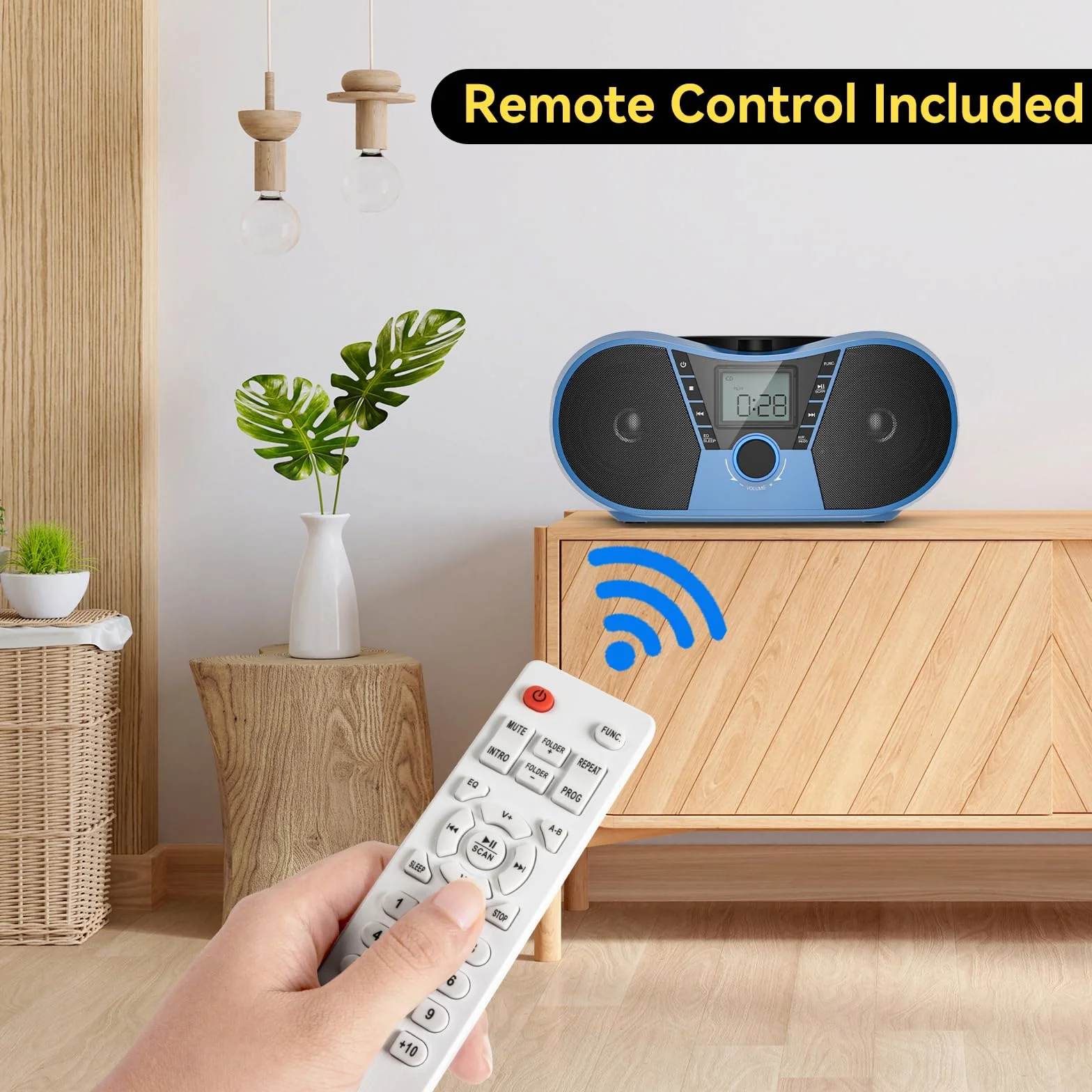 Gueray Radio Portatili Boombox con Bluetooth Lettore CD Altoparlante Audio Stereo con Lettore CD Radio AM/FM USB Riproduzione MP3 Ingresso AUX da 3,5 mm Jack per cuffie Display LCD Telecomando