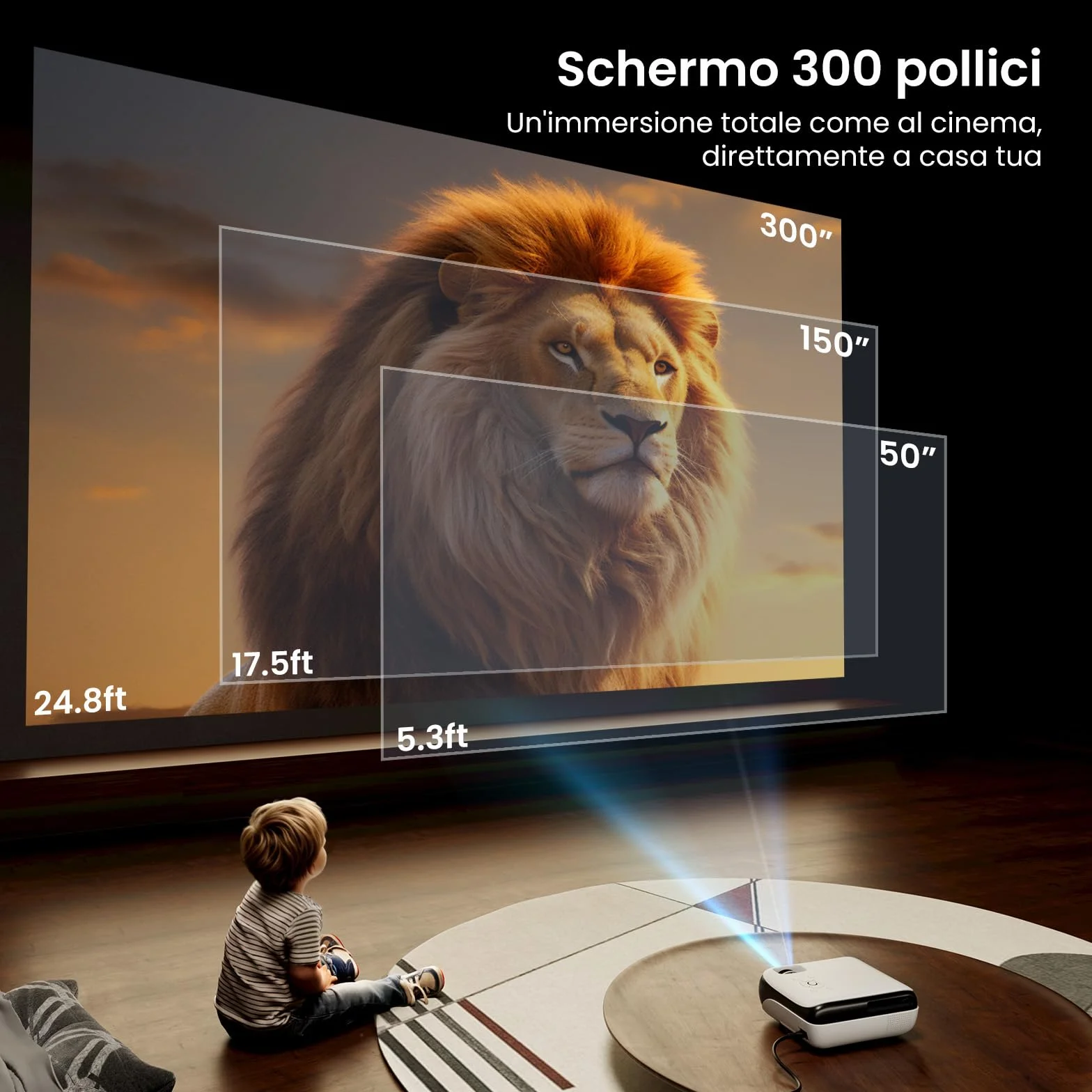 【Google TV/Assistente Vocale/Dolby】Proiettore 4K, HAPPRUN 1000 ANSI 1080P Full HD Smart Videoproiettore con Netflix/Disney+ Ufficiale, WiFi6 e Bluetooth 5.2 per Home Cinema Esterno