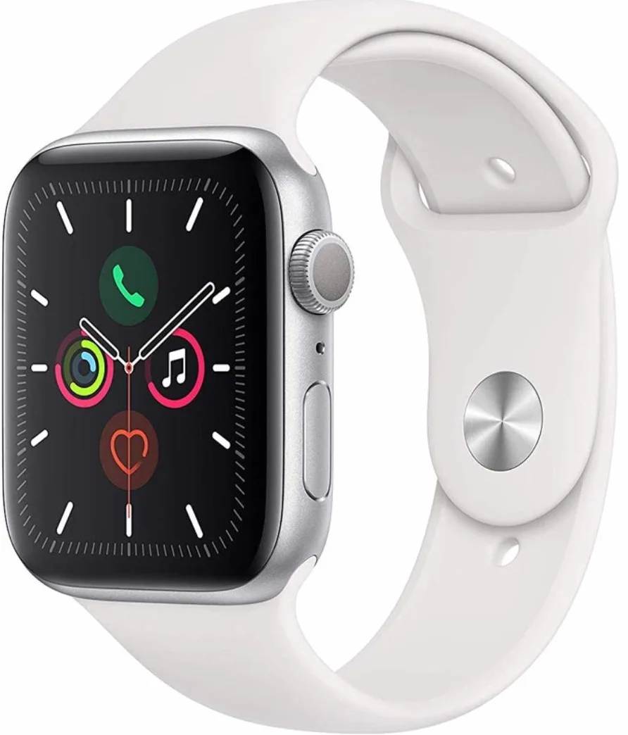 Apple Watch Series 5 44mm (GPS) - Cassa In Alluminio Color Argento Con Bianco Cinturino Sport (Ricondizionato)