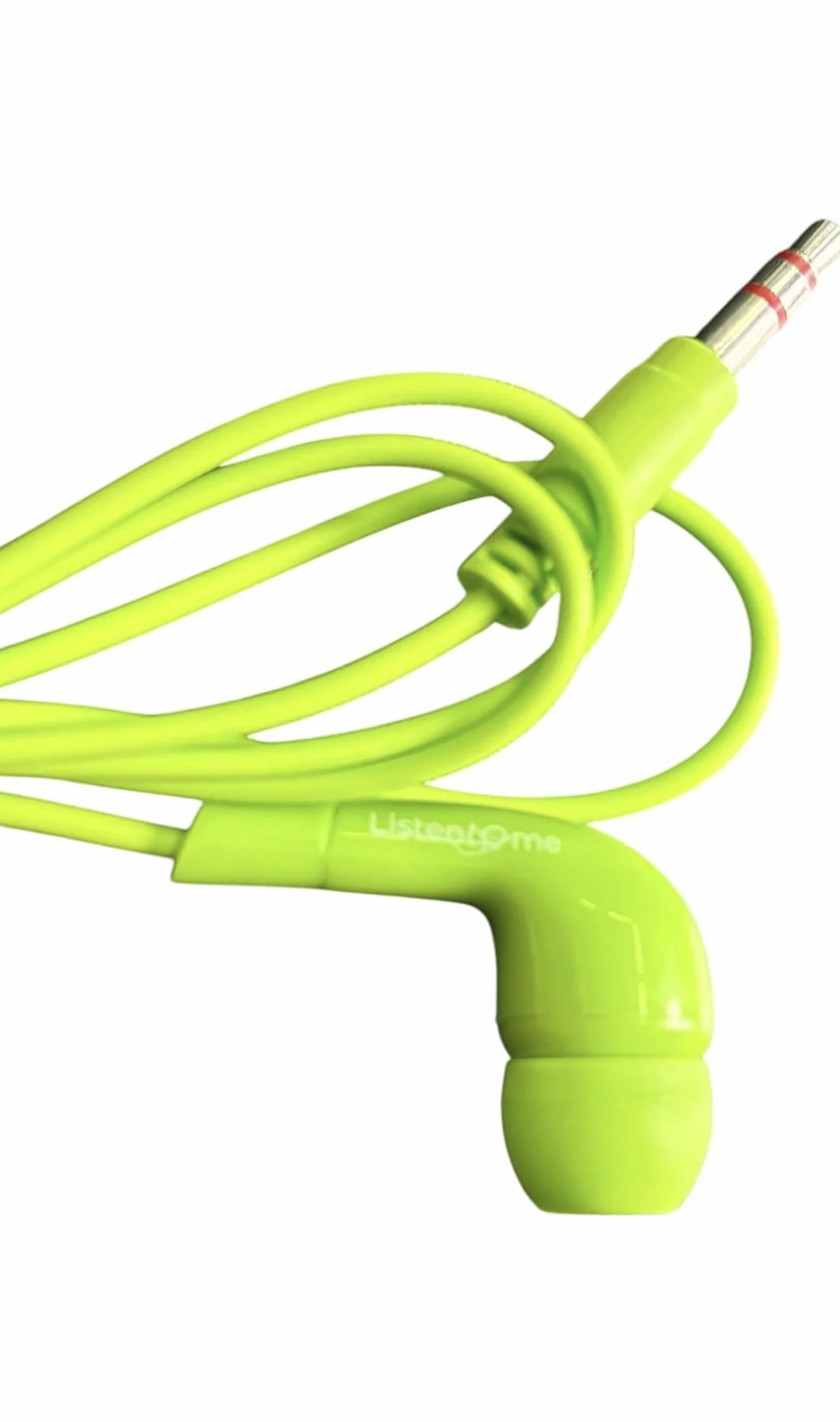 Confezione da 100 Auricolari Monouso In-Ear, Singolarmente Imbustati, Cavo da 80 cm, Spinotto da 3,5 mm, Colore Verde Lime