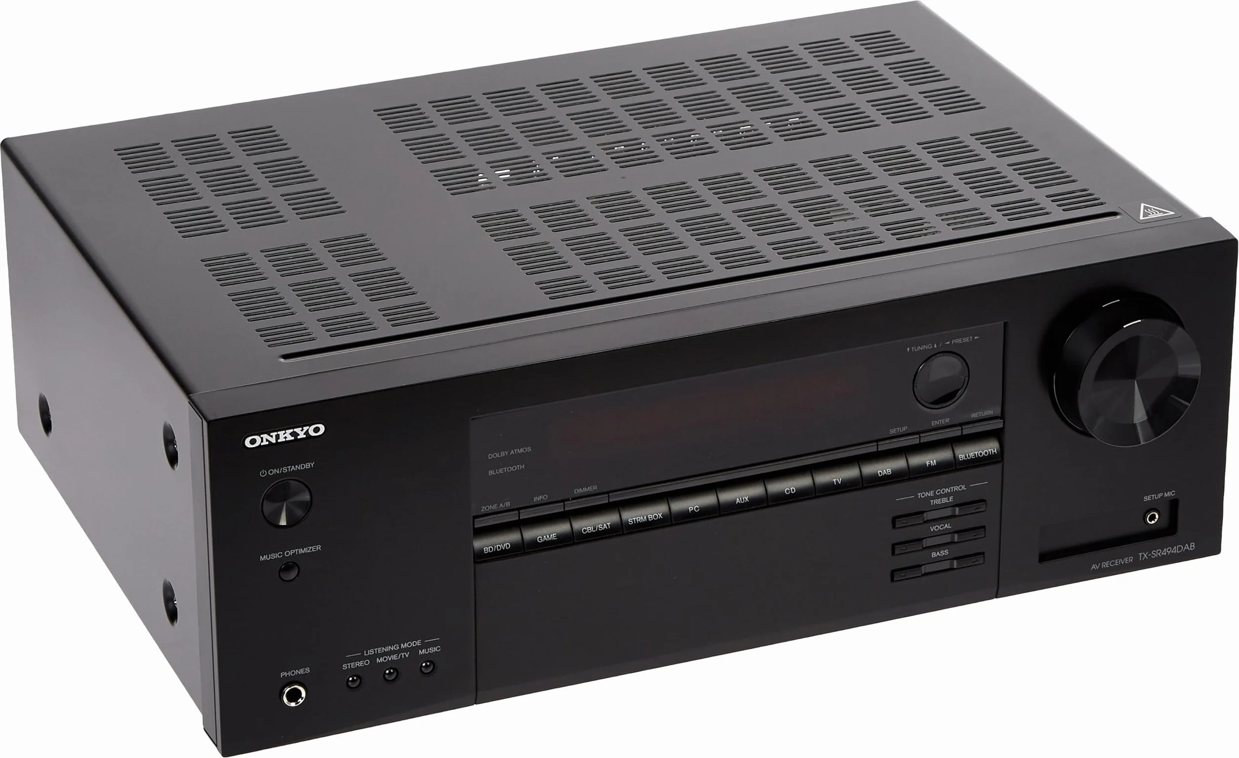 Onkyo TX-SR494DAB Ricevitore AV a 7.2 canali (Bluetooth, DTS:X, Hi-Res, Dolby Atmos, DAB+), Nero