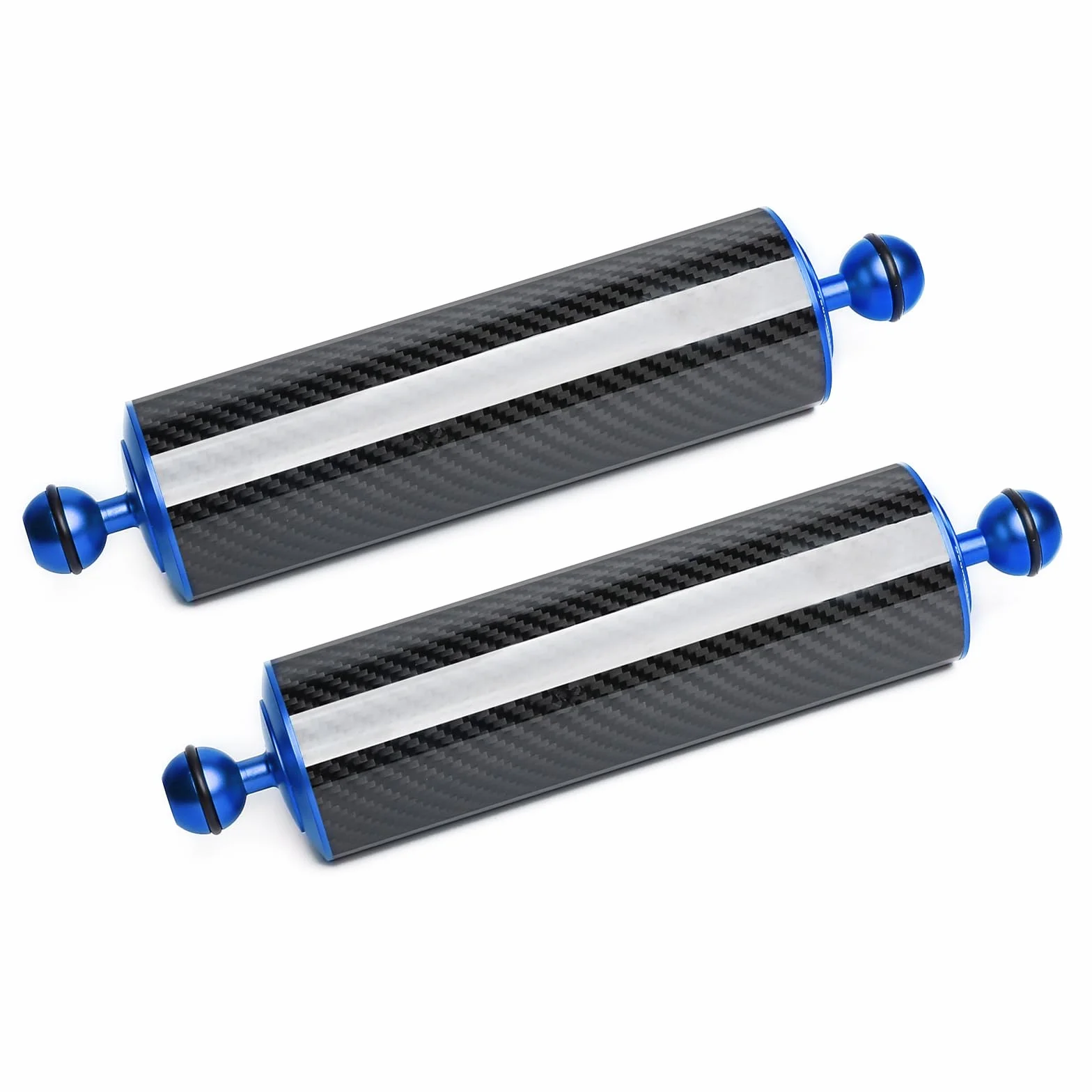 10" braccio galleggiante subacqueo in fibra di carbonio, sistema di illuminazione con bracci galleggianti a doppia galleggiabilità da 1" per vassoio da immersione, luce video/strobo (2pack)