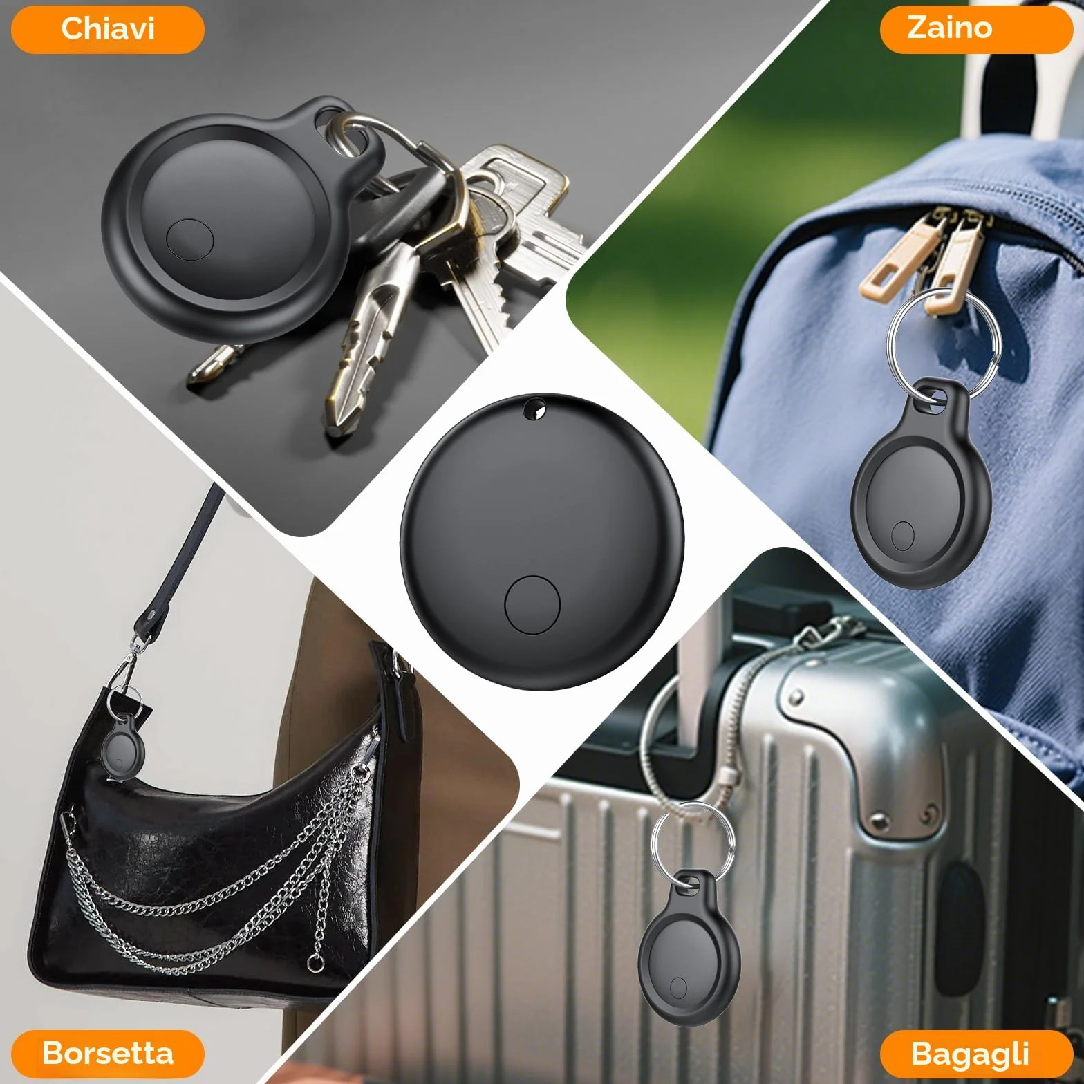 Android Smart Tag Tracker con Google Find Hub IP68 Impermeabile Bluetooth Localizzatore Custodia Protettiva 4 Nero