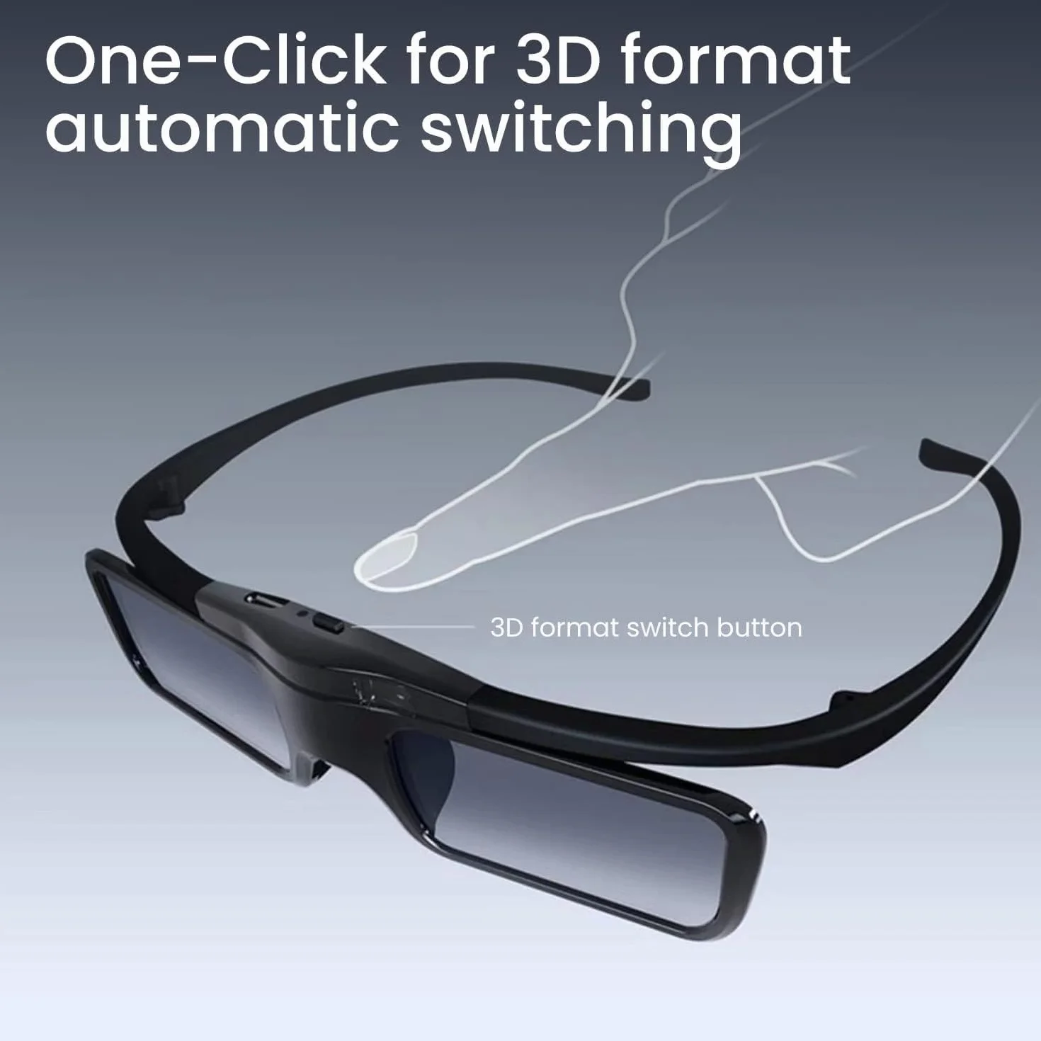 Occhiali 3D attivi JMGO – Per proiettori 3D DLP-Link JMGO, 26 g, design elegante, fino a 40 h di autonomia, ricaricabili (Nero)