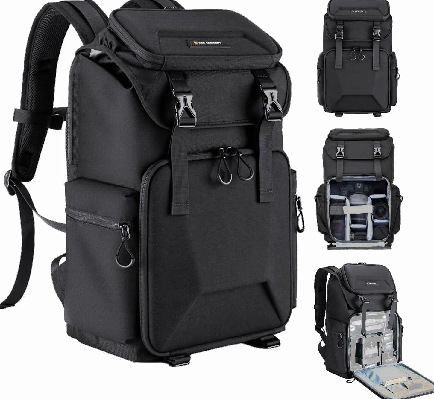 K&F CONCEPT Zaino per Fotocamera Professonale, Borsa Fotocamera Fotografia, Zaino Fotocamera Impermeabile Antifurto, Grande Capacità, Elevata Stabilità, Scomparto per Laptop da 15.6 pollici, Nero