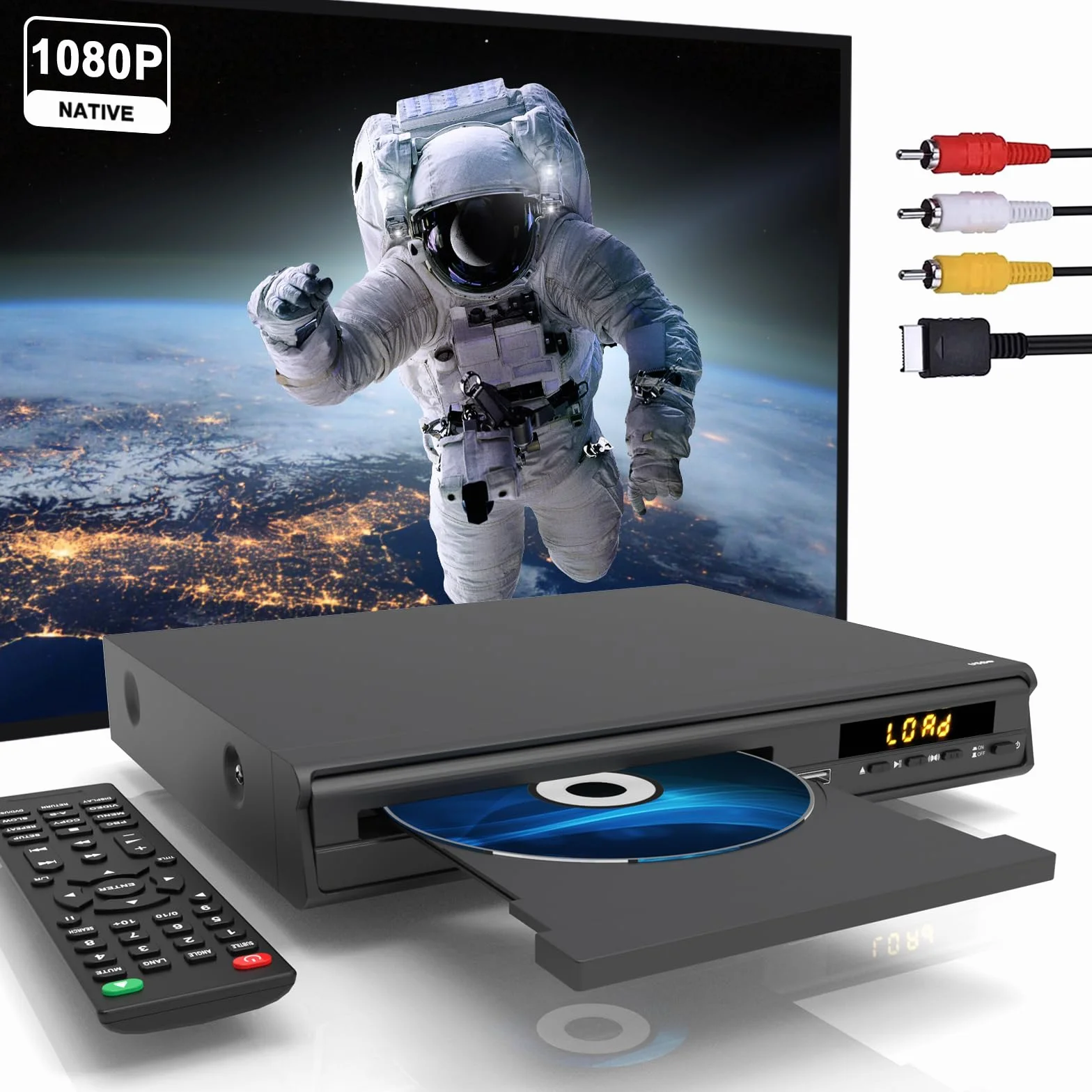 Lettore DVD HDMI 1080P, Lettore DVD Multiregione per TV, Connessioni HDMI/AV/Ingresso USB/Ingresso Microfono, Sistema NTSC/PAL, Telecomando, Compatibilità con Tutte le Regioni