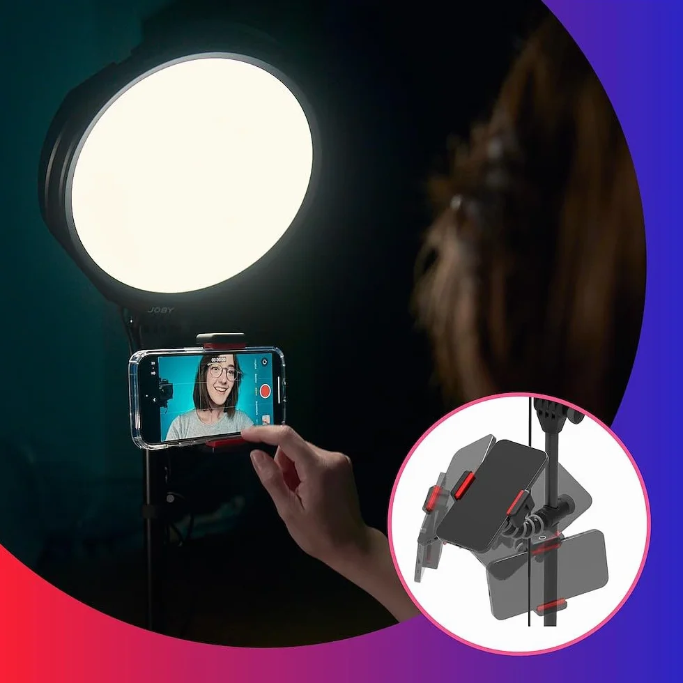 JOBY Beamo Studio Creator Kit, Soft Key Light per Video con Telecomando, Luce da Sfondo con 12 Colori, Microfono Mobile Wavo, Braccio Flessibile GorillaPod, Supporto per Telefono, Luce da Studio USB