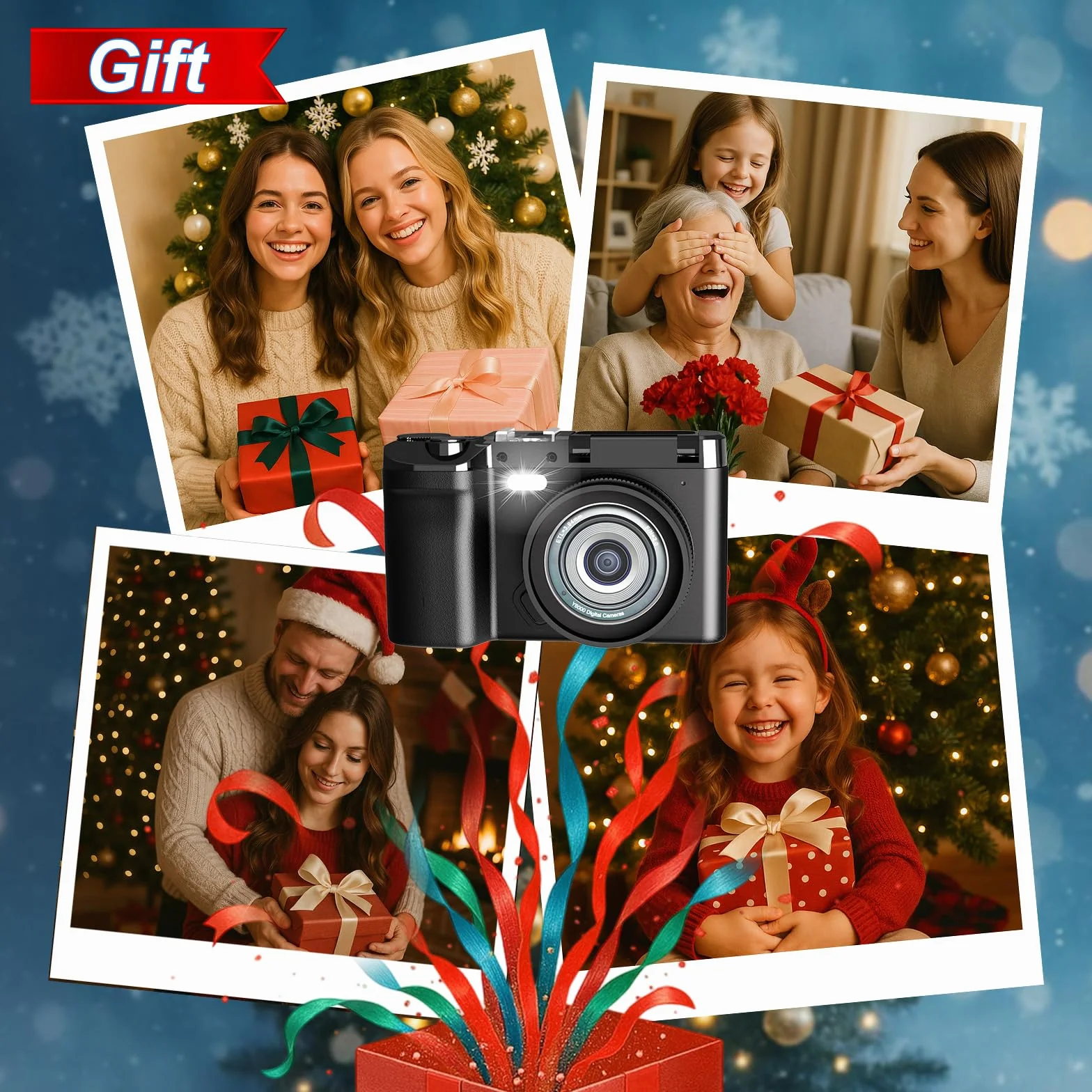 Fotocamera digitale 4K 64 MP, fotocamera compatta retrò con doppio schermo e flash, batteria a lunga durata, zoom 16x, fotocamera per vlogging con diverse modalità (scheda SD da 32 GB)