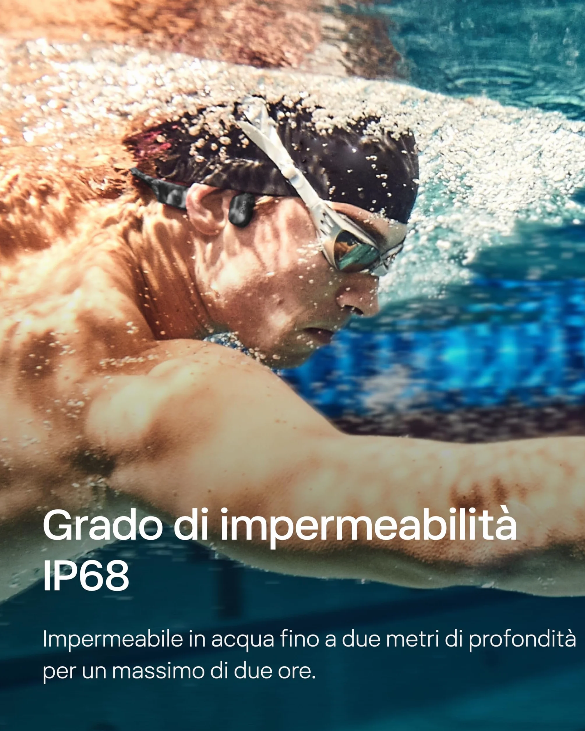 SHOKZ Auricolari OpenSwim a conduzione ossea, lettore MP3 da nuoto impermeabile IP68, auricolari sportivi open-ear con 4 GB di memoria, 8 ore di riproduzione, per nuoto, surf(senza Bluetooth), Nero