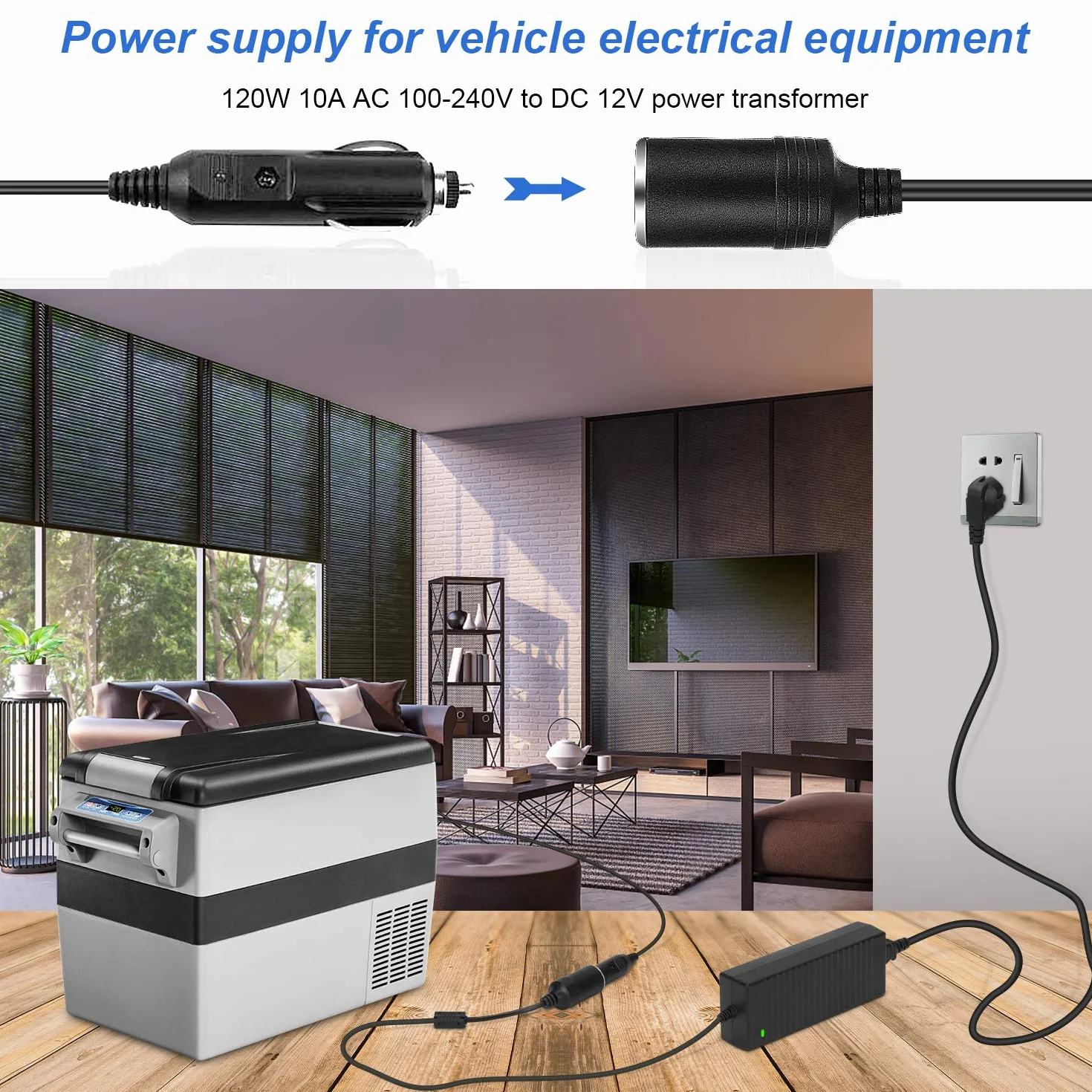 LEDMO 2 Pack caricatore 10A-120W AC/DC adattatore 220V-12V, convertitore elettronico, presa accendisigari auto 100-240V, settore trasformatore gonfiatore aspirapolvere