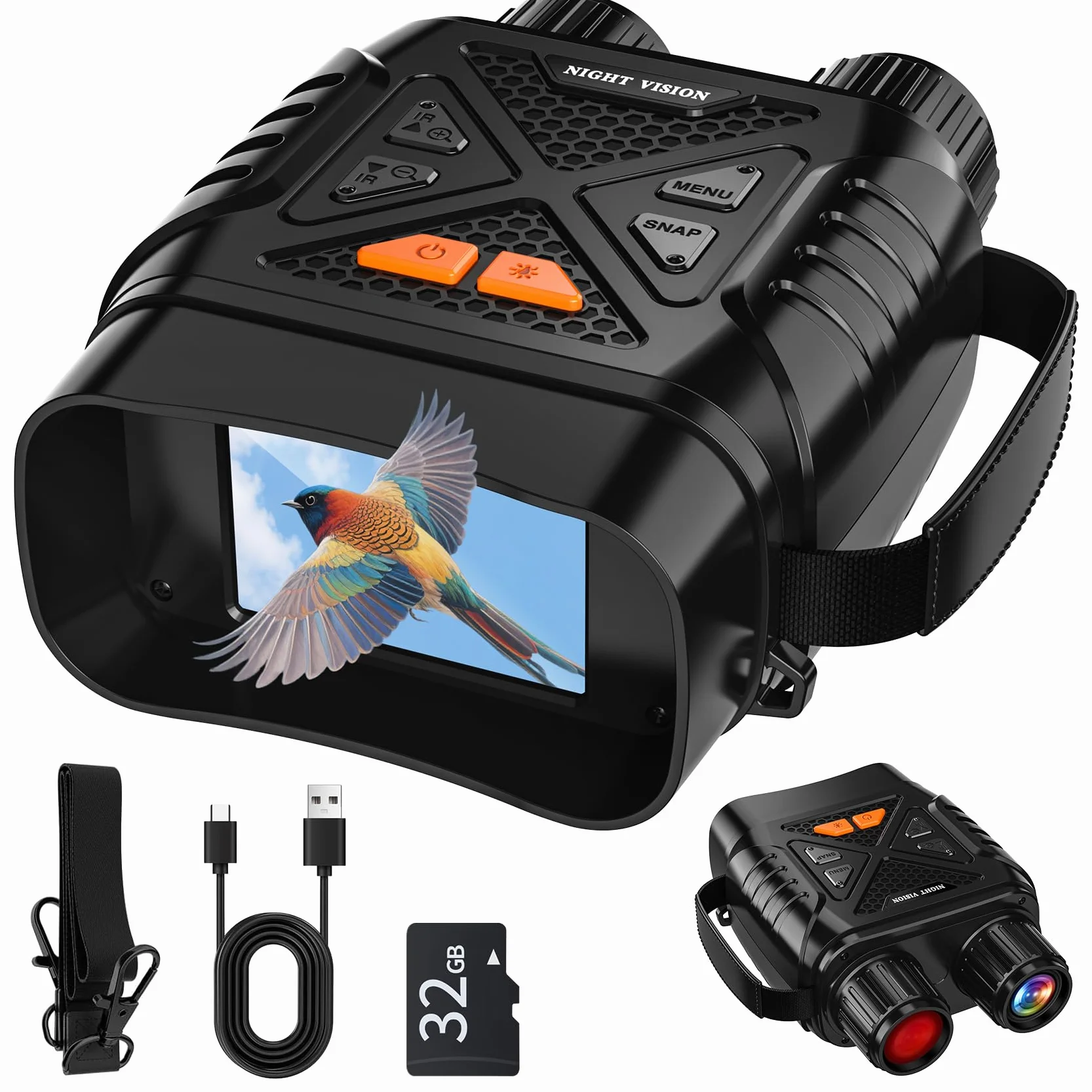 Visore Notturna, 2.8"HD Display, 10X Digitale Zoom 7-Livelli Infrarossi, 800M Visione con Batteria Ricaricabile da 2000mAh, Con per la Caccia, Birdwatching, Campeggio