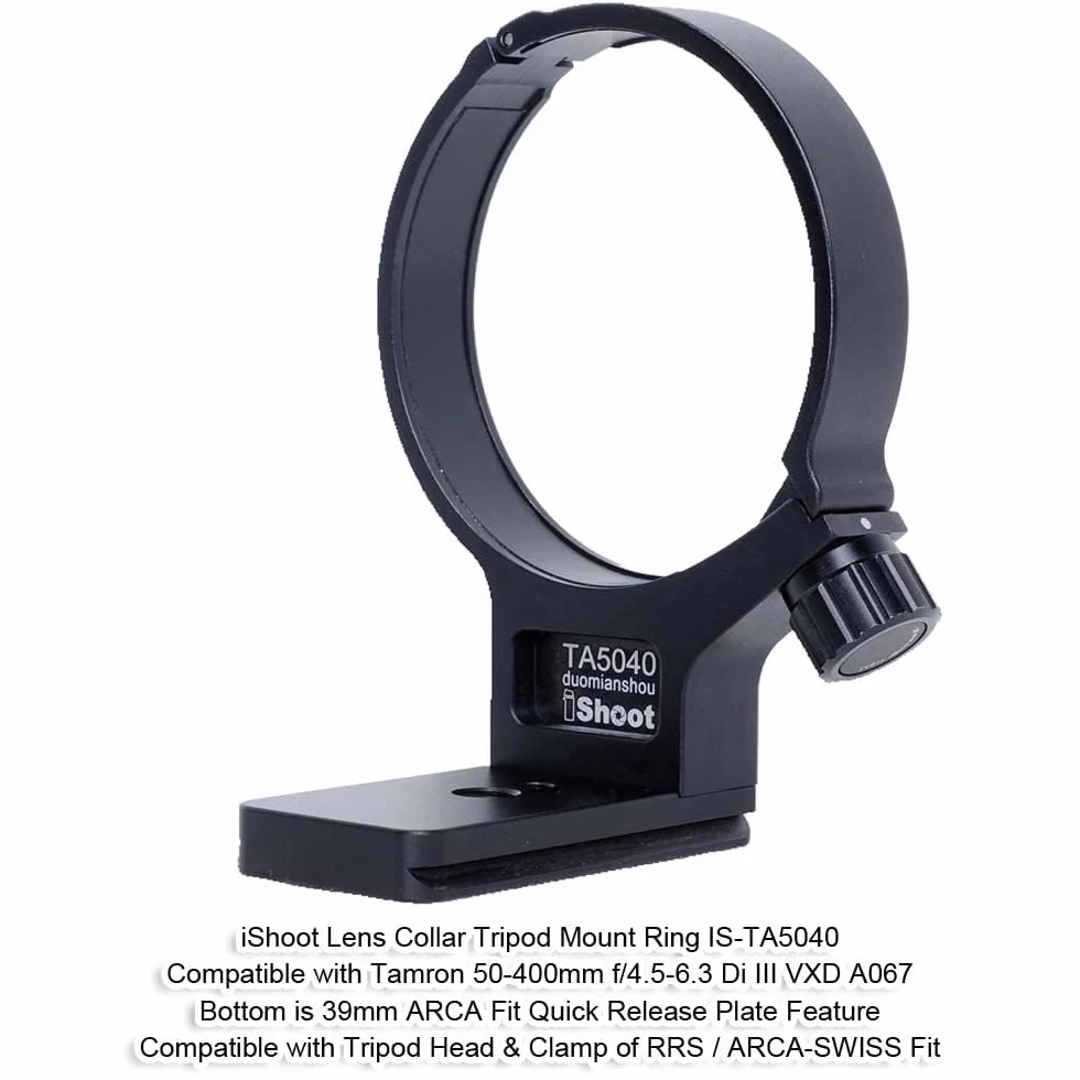 iShoot Collare per obiettivo con anello di montaggio per treppiede in metallo compatibile con Tamron 50-400 mm f/4.5-6.3 Di III VXD A067, supporto per obiettivo staffa inferiore è Arca-Swiss Fit