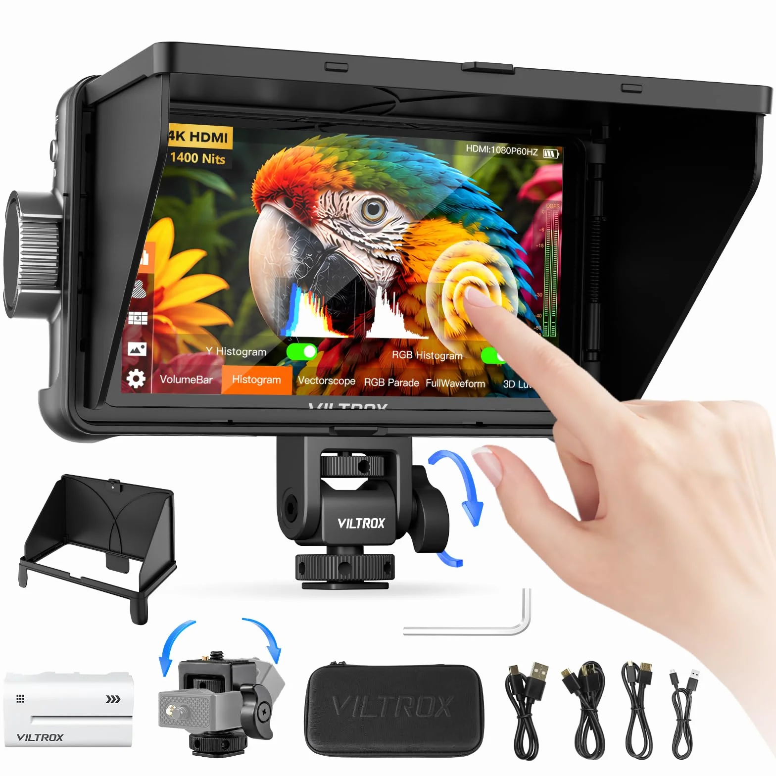 VILTROX DC-550 Pro II Camera Field Monitor External 4K per Fotocamera 5.5 Pollici HDMI Batteria Inclusa,Controllo Della Camera,Display 1400Nit IPS HD 1920x1080 DSLR Sony Canon Nikon(Upgrade DC-550Pro)