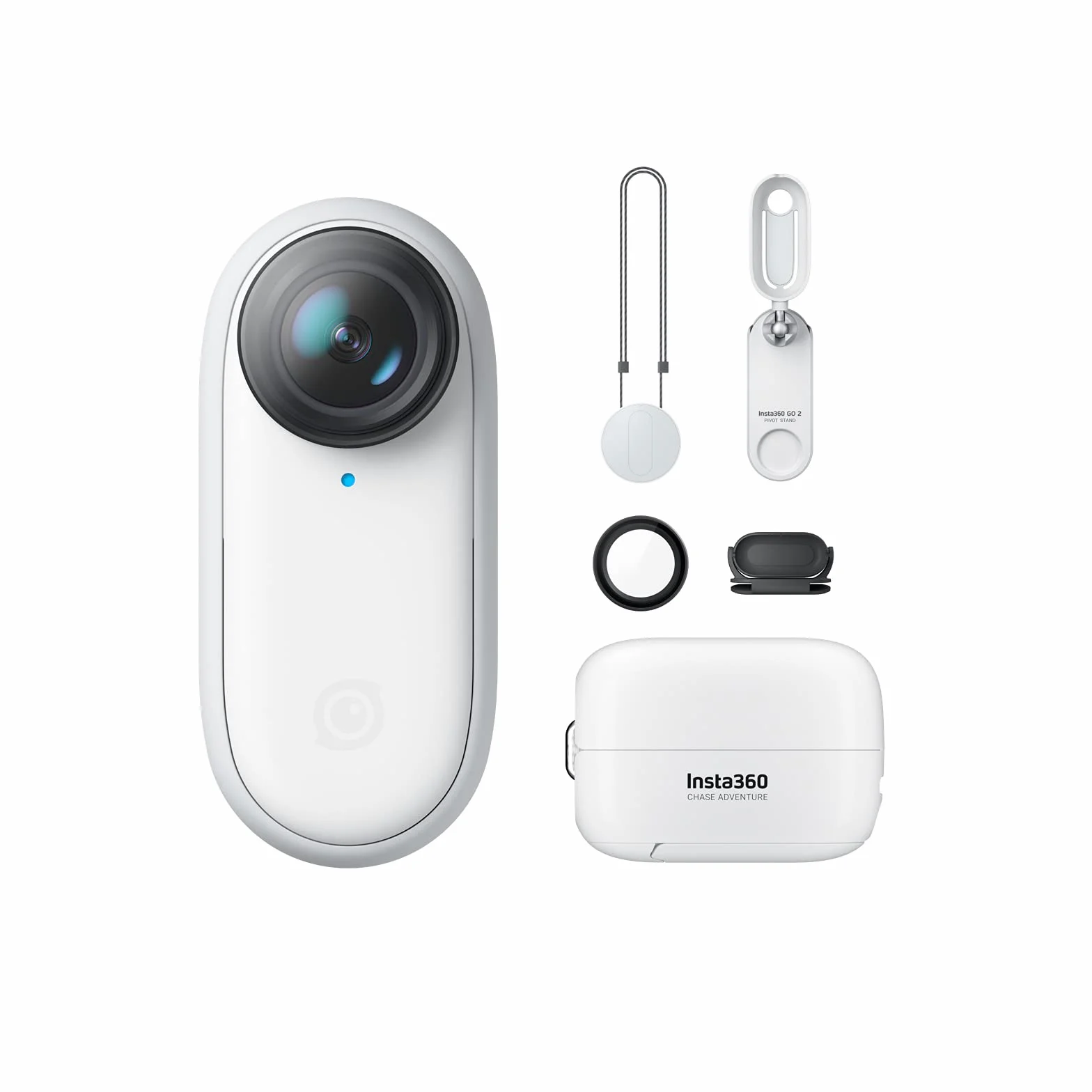 Insta360 GO 2 - Piccola Action Camera, Pesa 27 g, Impermeabile, Stabilizzazione, Cattura POV, Sensore 1/2.3", con Custodia di Ricarica e Accessori per Fotocamera Indossabile per Viaggi, Sport, Vlog