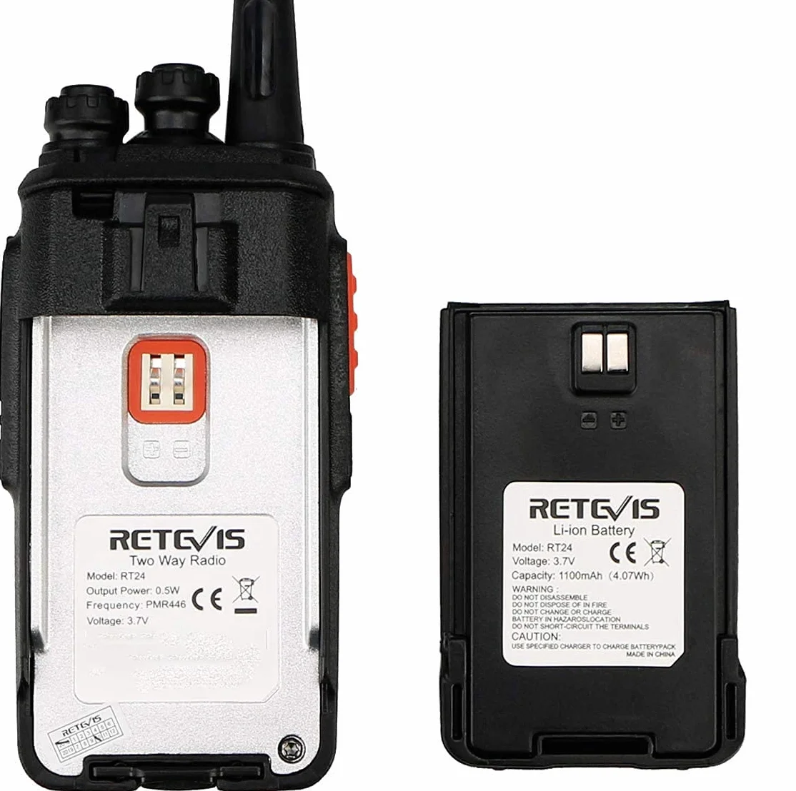 Retevis RT24 Walkie Talkie, PMR446 Licenza-Libero 16 Canali CTCSS/DCS, Walkie Talkie Professionali, Ricetrasmittenti con Auricolare, per Ristoranti, Scuole, Supermercati, Hotel ecc. (Nero,5 Coppia)