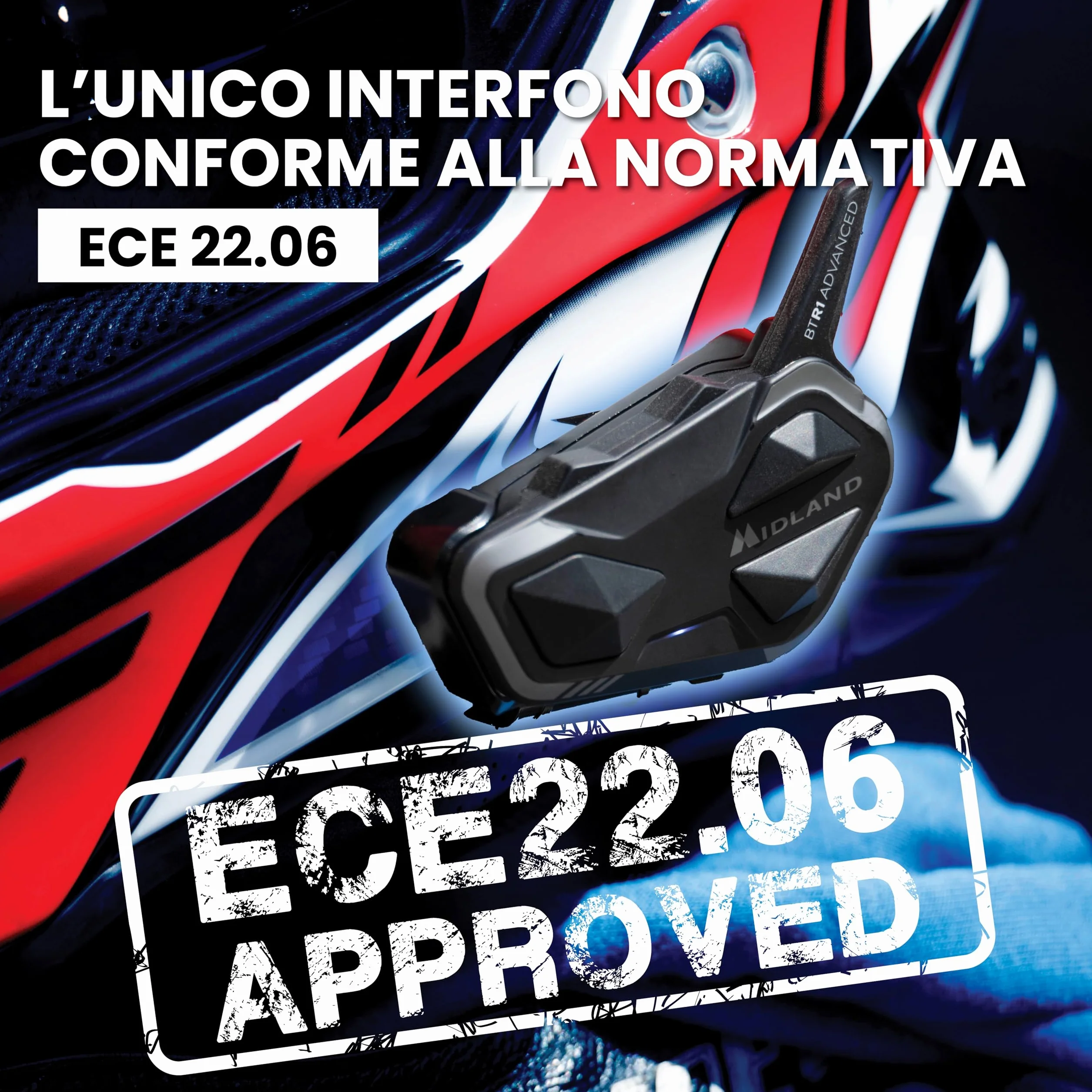 Midland BTR1 Advanced Twin Interfono Moto Bluetooth Impermeabile IPX6 1,2km 4 Persone Conference Batteria 23h Audio HD