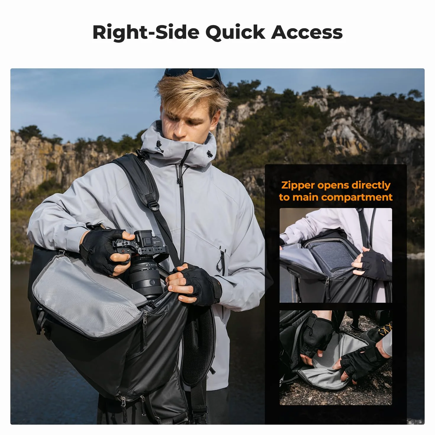 K&F CONCEPT Zaino per fotocamera, zaino da viaggio all'aperto di grande professtional splashproof Borsa a tracolla multifunzionale per Macchine fotografiche, obiettivo, treppiede, laptop, drone