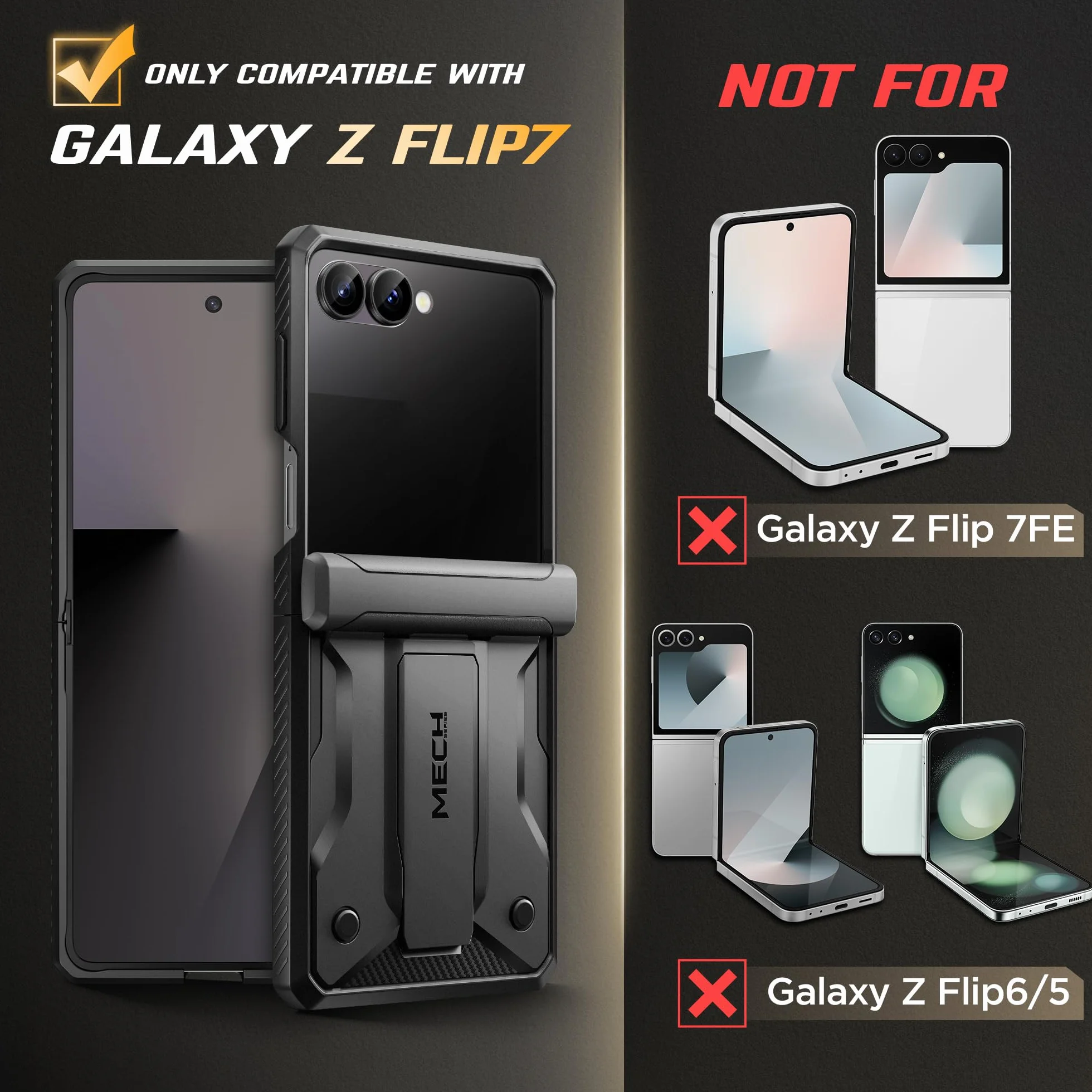 Tongate Custodia Flip Seven per schermo con protezione, nero