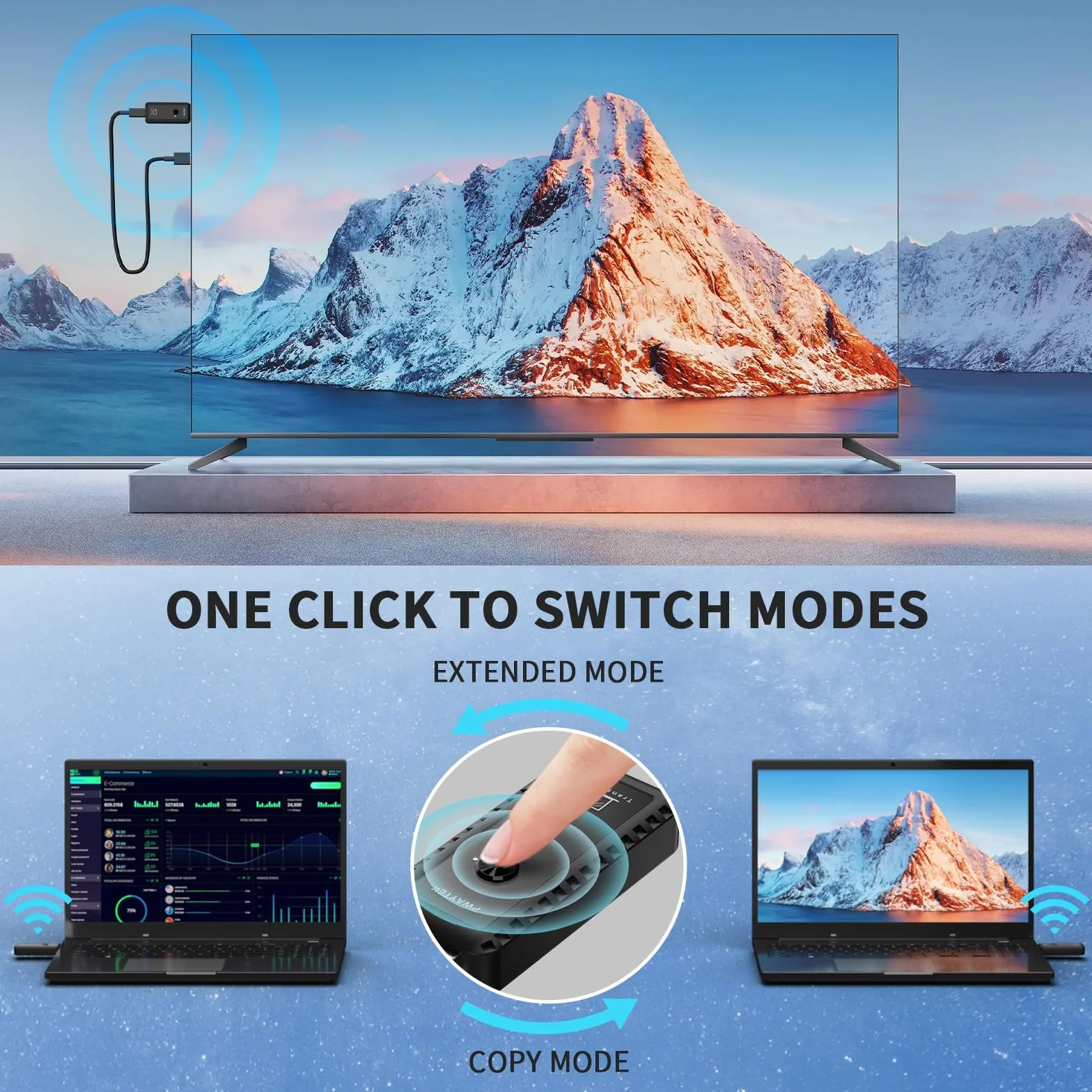 PWAYTEK Trasmettitore e ricevitore HDMI wireless con decodifica 4K, uscita 1080P, portata 164FT, doppia banda 2,4G/5G, per PC/laptop/TV/proiettore, Plug & Play, senza app (nero)