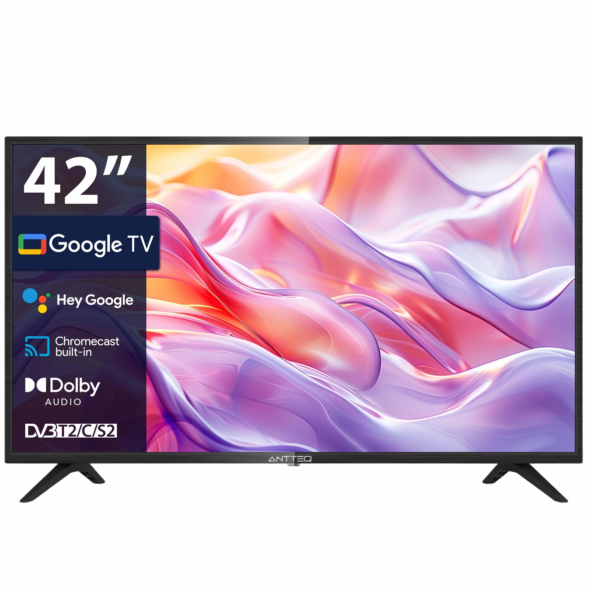 Antteq G42 Smart TV 42 Pollici Full HD Google TV - Assistente Google, Chromecast, HDR10, Dolby Audio,Triplo Tuner DVB-T2/C/S2, 3× HDMI, PVR USB, Wi-Fi