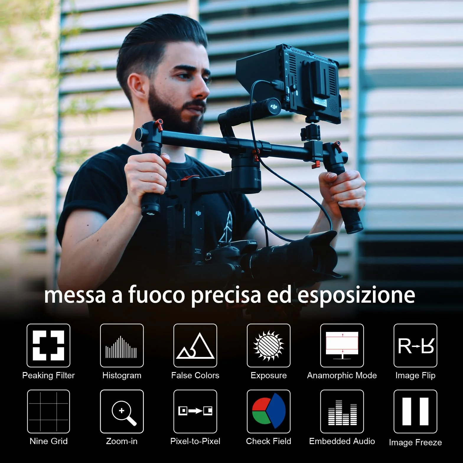 FEELWORLD FW759 7 Pollici On Camera DSLR Monitor Field Full HD Focus Video Assist 1280x800 IPS con 4K HDMI Input Output