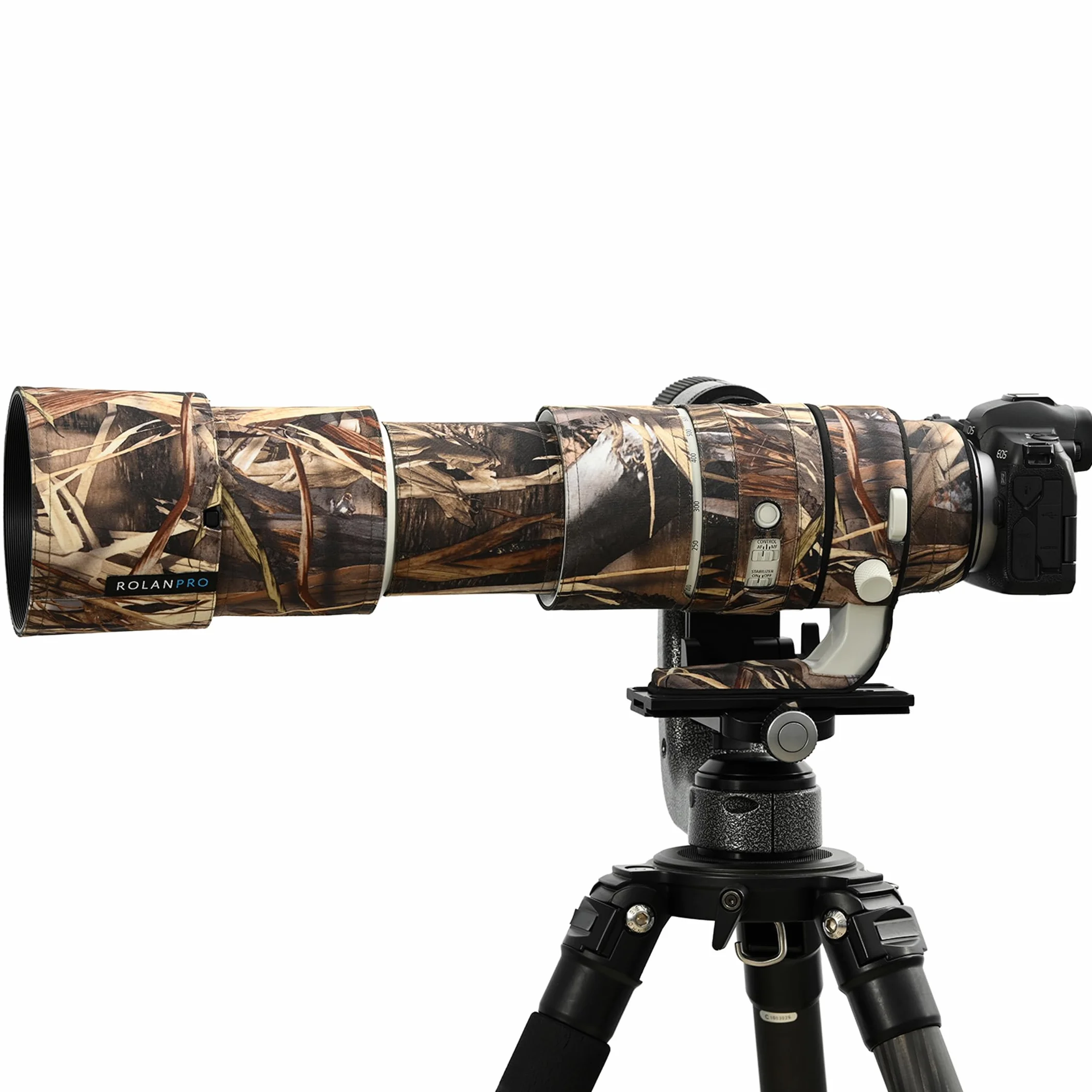 ROLANPRO Copriobiettivo Impermeabile per Canon RF 200-800mm F6.3-9 IS USM, Custodia Antipioggia Mimetica Antigraffio per Fotografia Naturalistica e Birdwatching - #39 Erba Secca