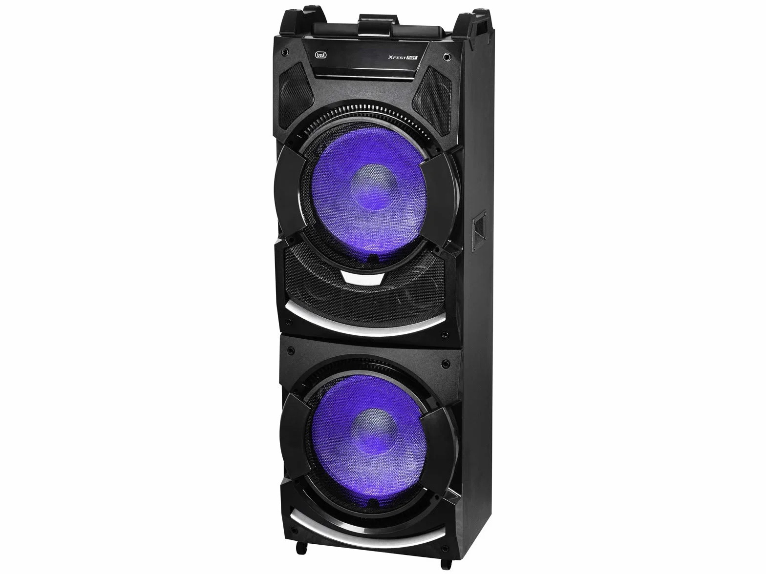 Trevi XFest XF 4500 DJ Altoparlante Amplificato 500W, Cassa Wireless Portatile, Microfono Dinamico per Karaoke, 2 USB/AUX IN, Jack 3.5mm, Funzione TWS, Jack 6.3mm per ingresso Guitar e Microfono