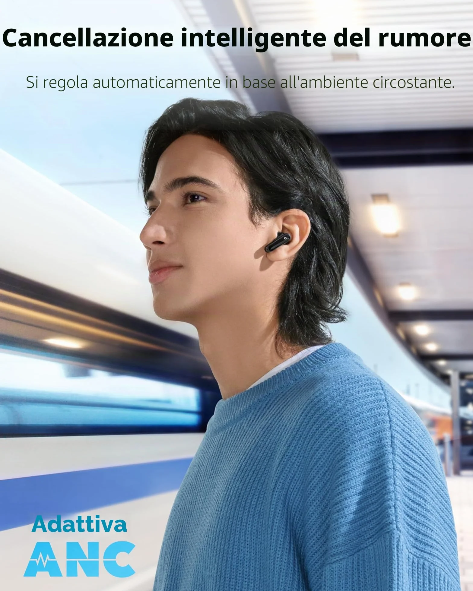 Soundcore by Anker P40i Cuffie Bluetooth Wireless con Cancellazione Rumore per Ogni Ambiente, Forti Bassi, Riproduzione 60H, Case e Supporto Telefono 2 in 1, IPX5, Carica Wireless, Bluetooth 5.3