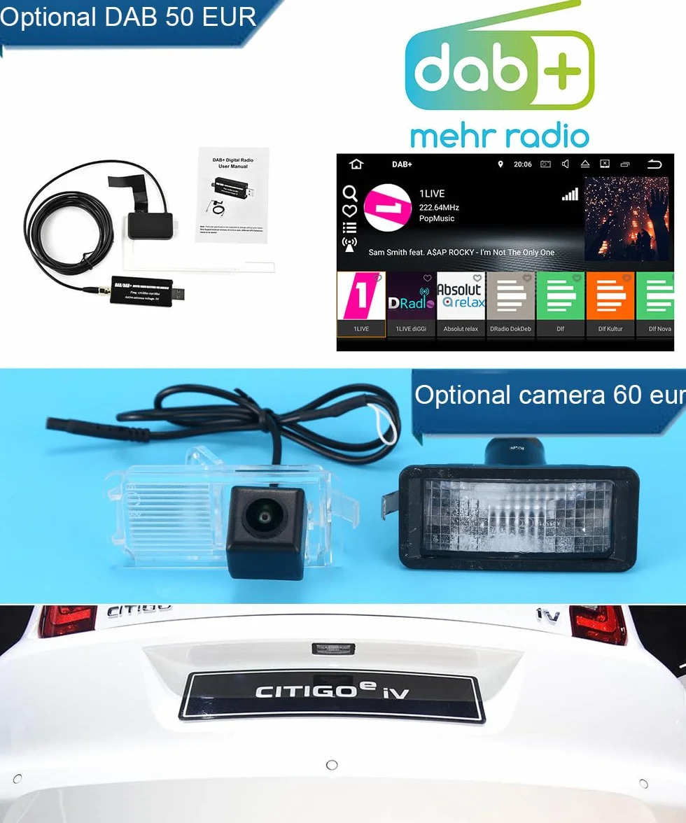 Navigatore Android Auto GPS Radio Navigator Carplay Fit for VW UP! e-up! e-Load Up 121 122 123 BL1 BL2 BL3/Skoda citigo E-Citigo/Seat MII E-MII KE KF/Seat lbiza DSP BT Pip DVR SWC DAB+Auto Fotocamera