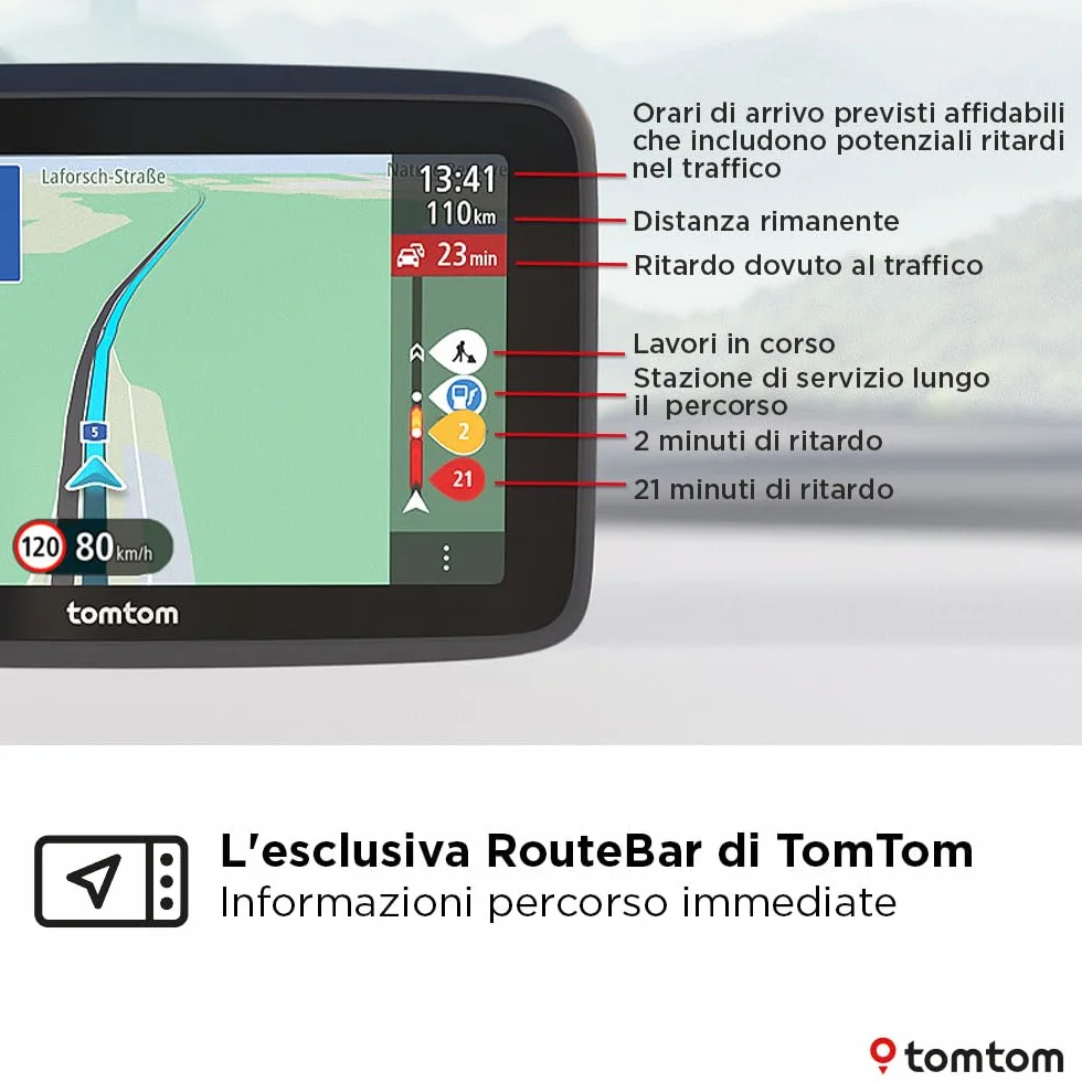 TomTom Navigatore per Auto GO Classic 2a gen. (6", Informazioni sul traffico e Avvisi autovelox, Aggiornamenti Mappe Europa, Aggiornamenti tramite Wi-Fi, Indicatore di corsia in movimento)