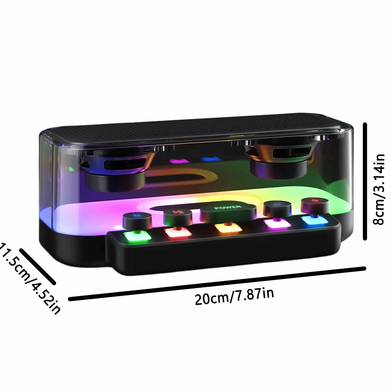 Altoparlante wireless, illuminazione punk RGB, 20 x 11,5 x 8 cm, lettore volume forte, dispositivo musicale meccanico, decorazione per la casa, per uso in cucina, ufficio, audio interno, ABS