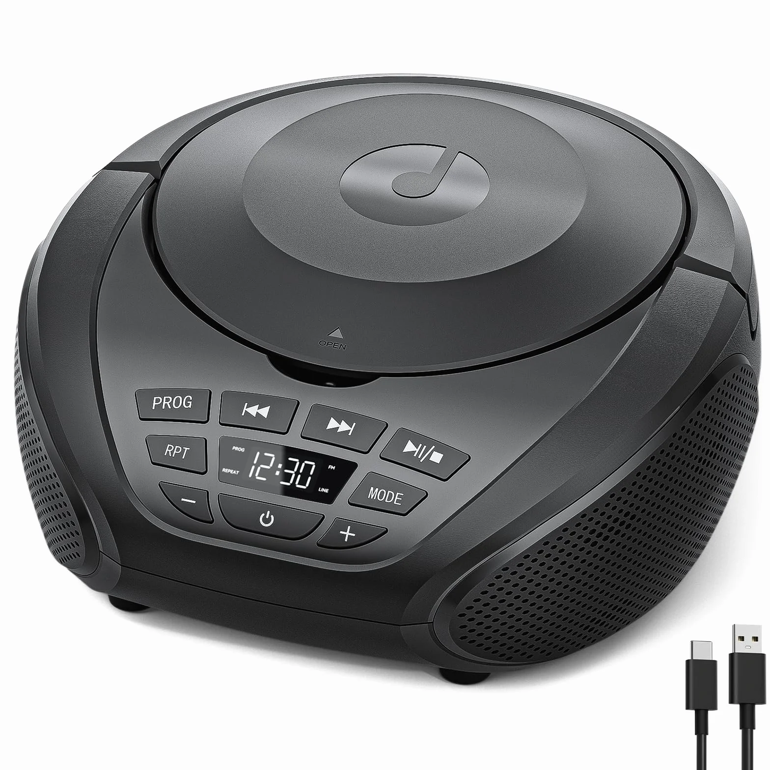 Gueray Lettore CD portatile Boombox Lettori CD audio domestici con altoparlanti Radio FM Ingresso AUX Supporto Cuffie Modalità playlist Riproduzione PROG per audiolibri da esterno e da interno